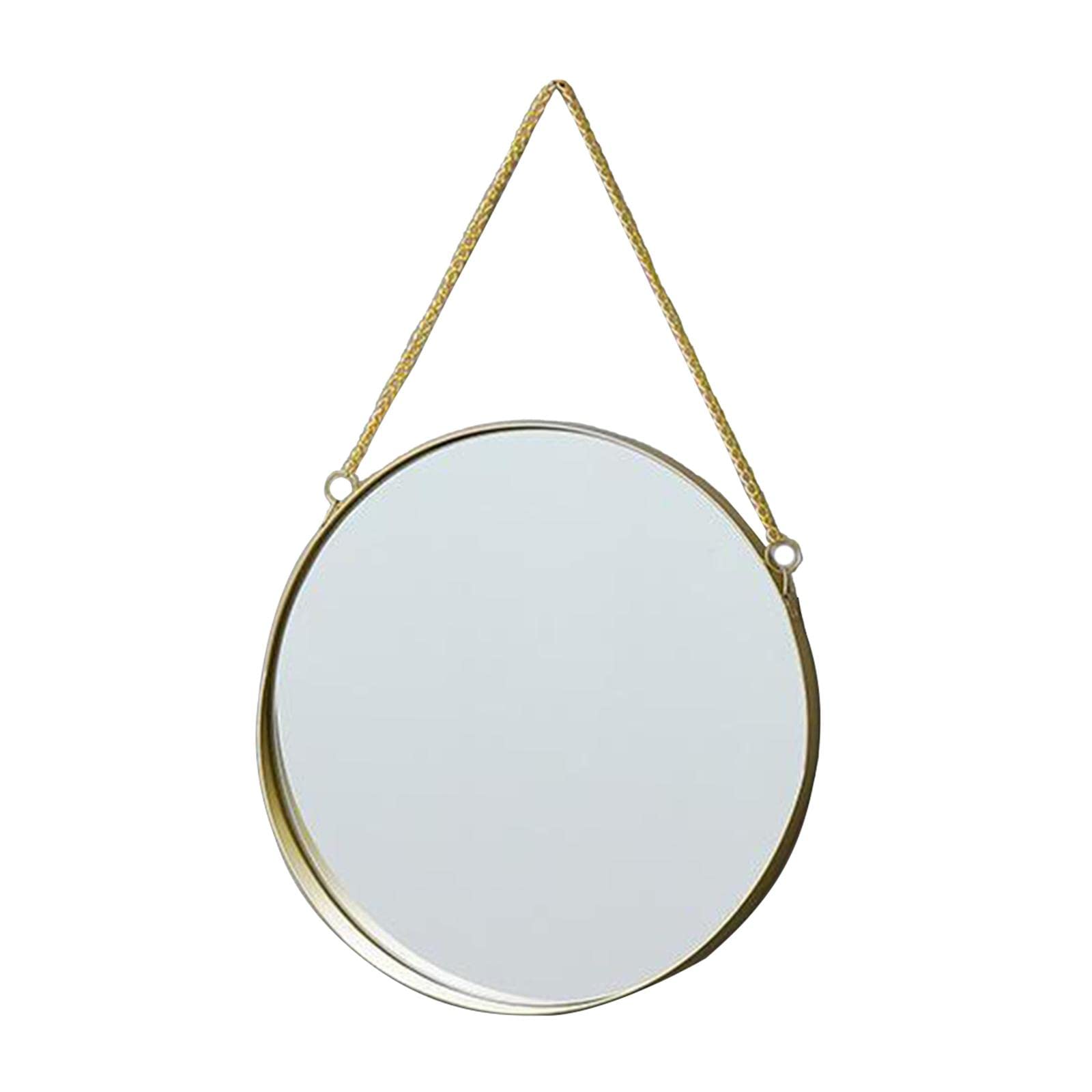 Gold Wall Hanging Mirror with Chain - Elegant Round Bedroom & Bathroom Decor - Vintage Style Home Accent for Vanity, Dressing Area and Entryway