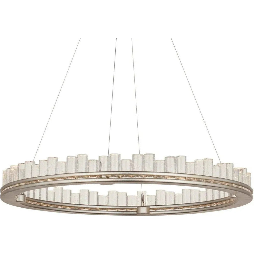 36-Piece Pleiades Iron & Seeded Crystal Silver Chandelier - Elegant Dining Room Lighting Fixture for Modern Home Decor