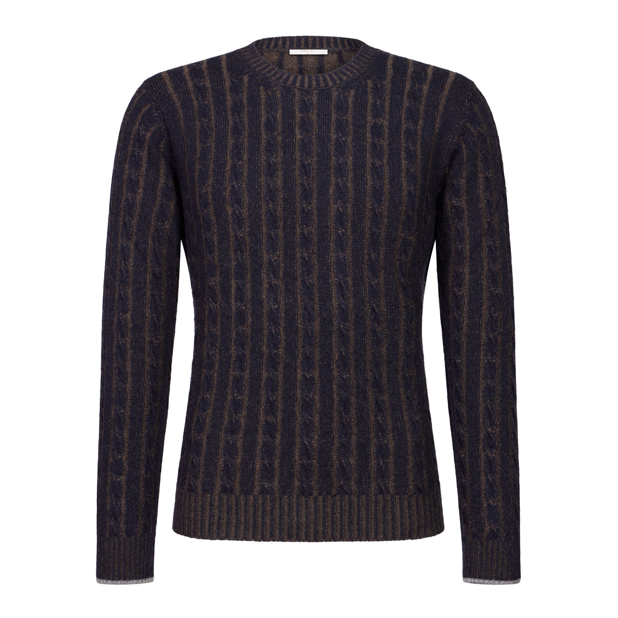 FRADI Men's Navy & Brown Knit Sweater - Comfortable Casual Pullover for Fall and Winter Outfits