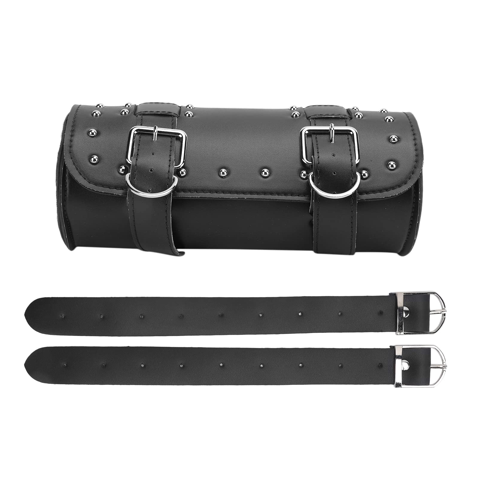 **Acouto Motorcycle Tool Bag - Durable Artificial Leather Handlebar & Fork Storage Pouch for Motorcycles - Universal Fit for Front Forks, Sissy Bars & Handlebars (Black) - Perfect for Road Trips, Commuting & Adventure Riding**