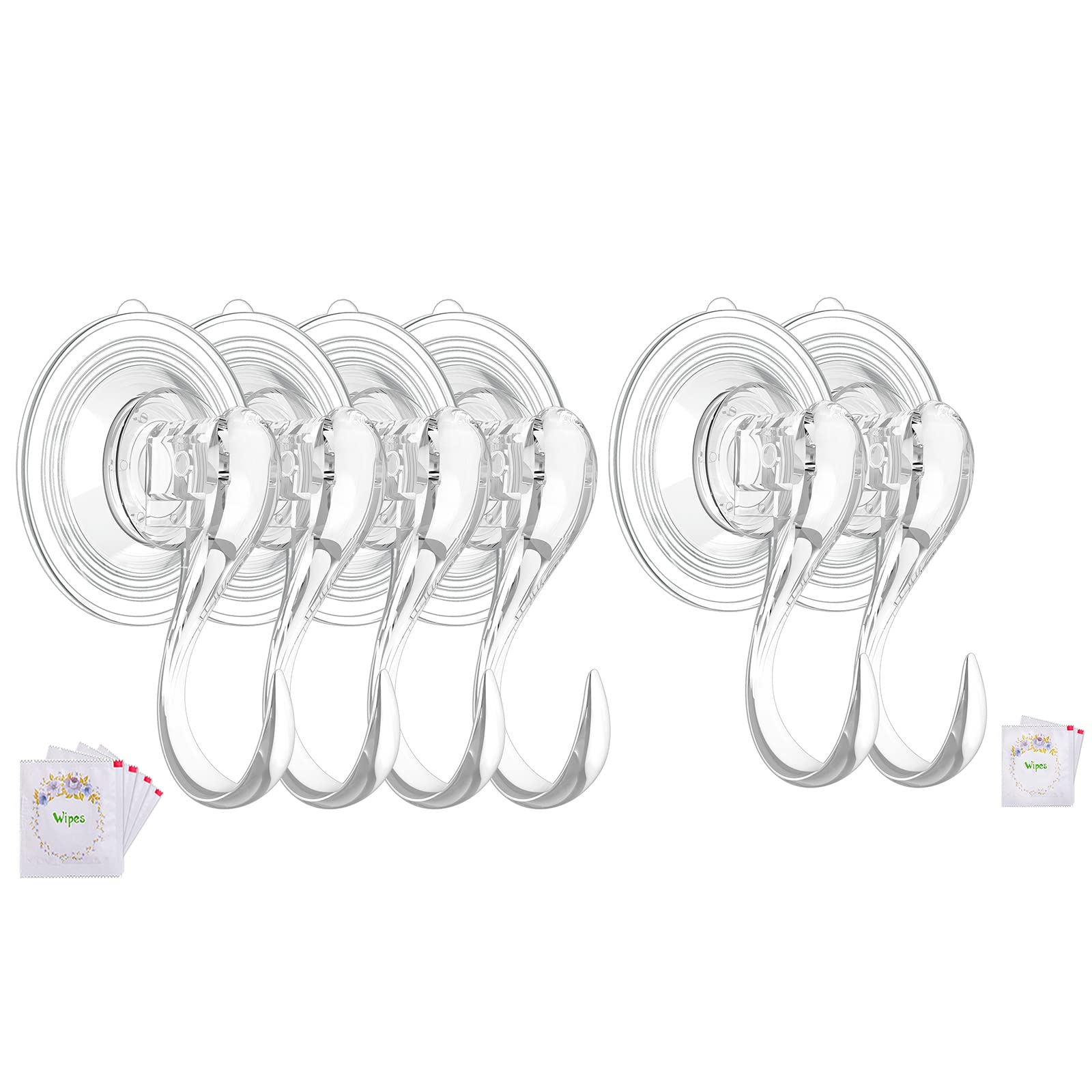 VIS'V 6-Pack Small Suction Cup Hooks with Cleaning Cloth - Strong Adhesive Bathroom & Kitchen Hooks for Hanging Towels, Keys, and Decor - Perfect for Home, Office, and Dorm Organization