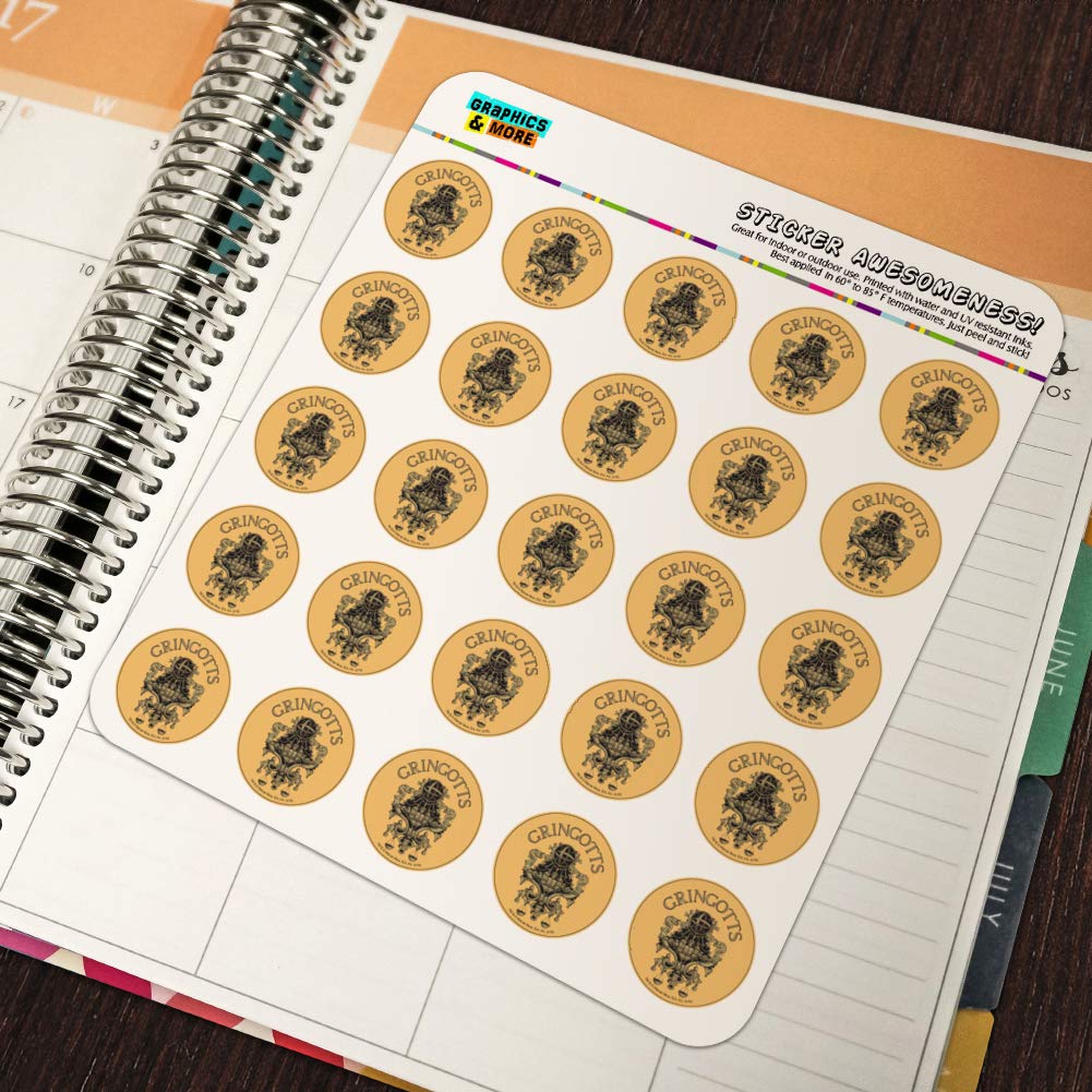 Harry Potter Gringotts Bank Logo Stickers - 1 Inch Clear Planner Stickers for Bullet Journal, Scrapbooking & DIY Crafts - Perfect for Planners, Calendars, Notebooks & Gift Wrapping