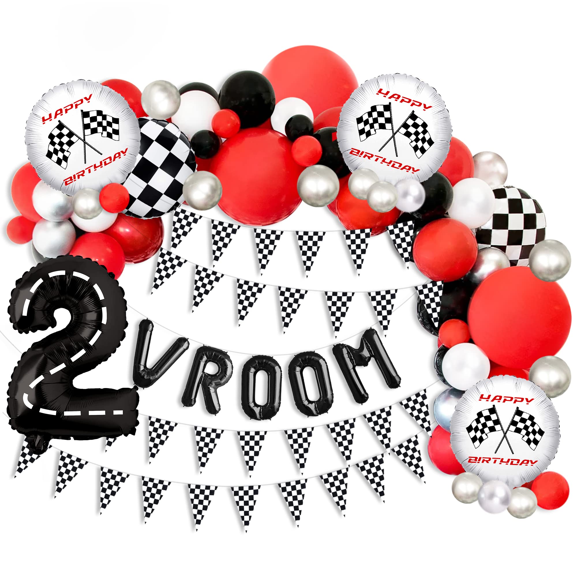 Race Car Balloon Arch Kit - Birthday Party Decorations for Boys, Racecar Theme Party Supplies, Happy Birthday Balloon Garland with Number Balloons - Perfect for Kids Birthday Parties, Baby Showers & Race Car Themed Events (Arch 2)