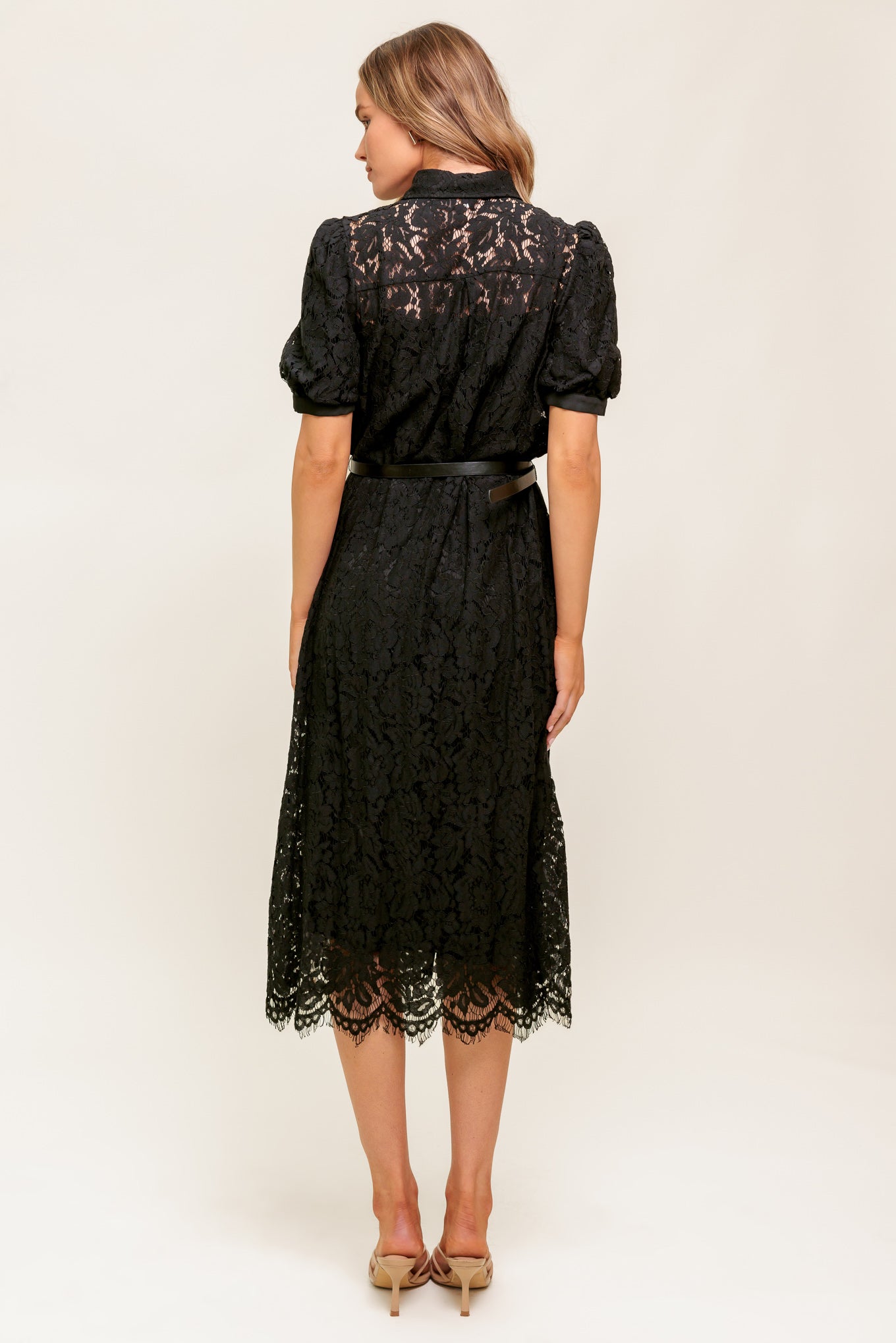 LUKA Lace Shirt Dress for Women - Elegant Floral Lace Tunic Dress with Long Sleeves | Perfect for Office, Party, Wedding & Special Occasions