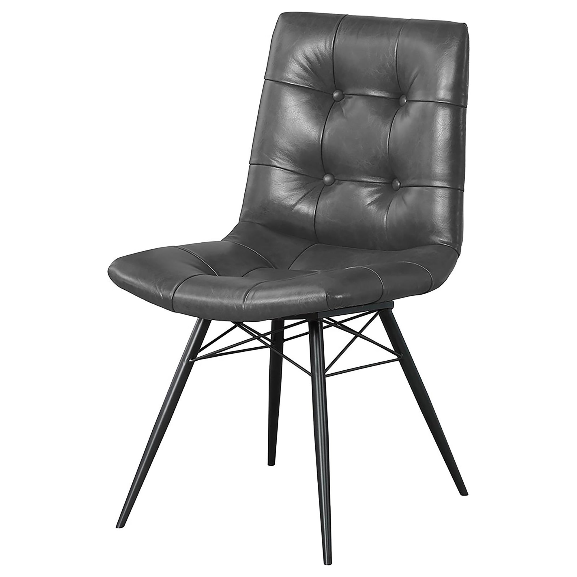 Charcoal & Gunmetal Tufted Back Dining Chairs Set of 4 - Modern Upholstered Kitchen Chairs for Dining Room, Kitchen Island & Breakfast Nook