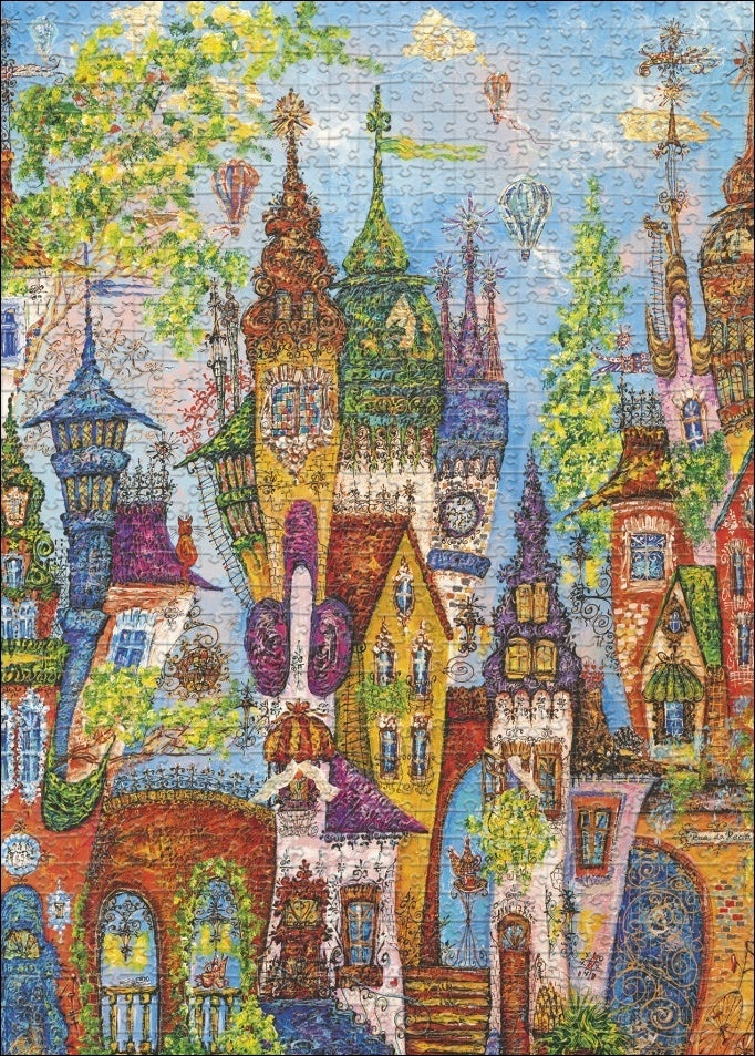 Heye 1000-Piece Jigsaw Puzzle - Charming Village with Red Arches | Challenging Adult Puzzle for Relaxation & Home Decor | Perfect Gift for Puzzle Lovers