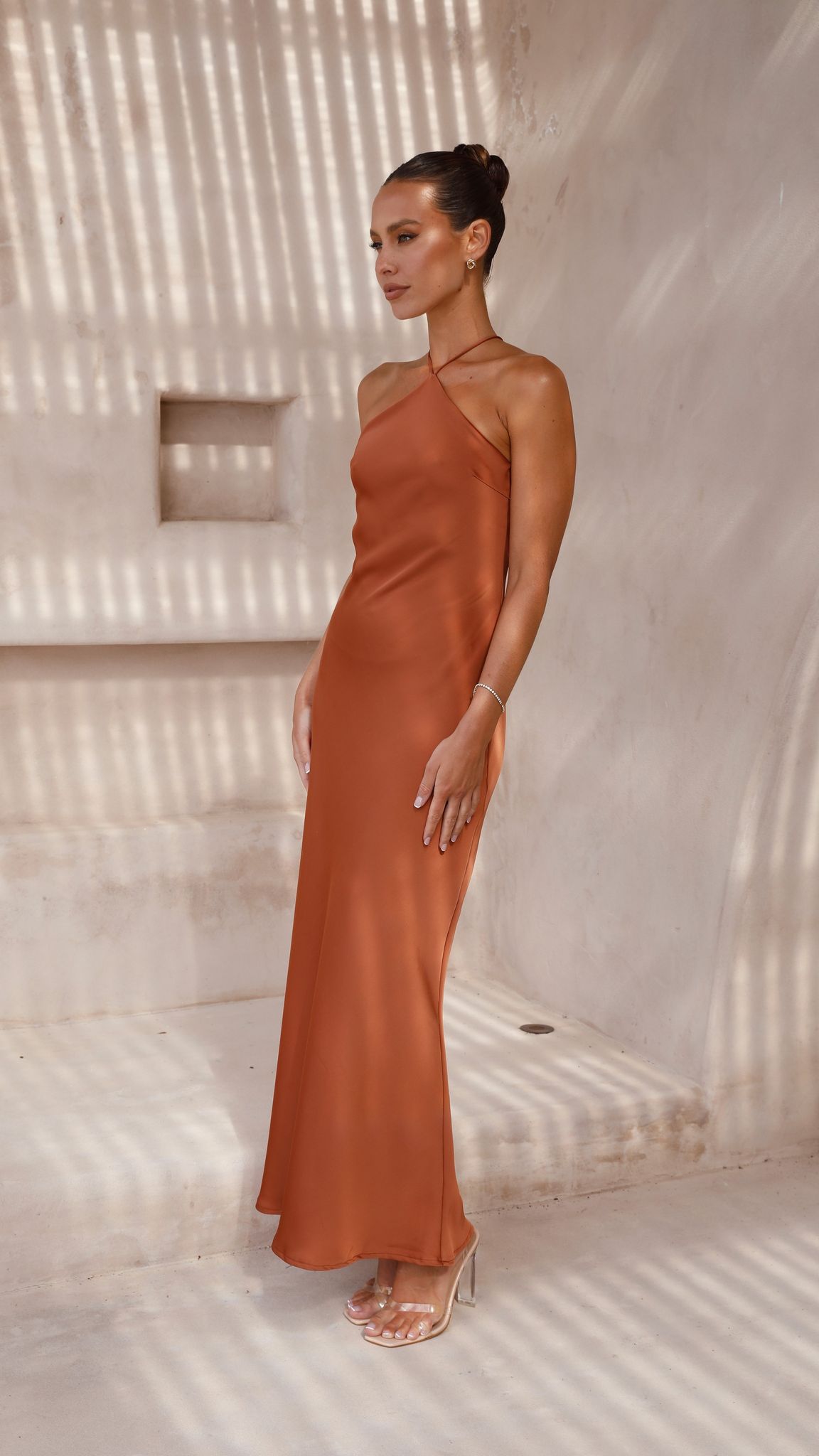 Chiara Maxi Dress in Copper - Elegant Long Flowy Dress for Women, Perfect for Weddings, Parties & Summer Outfits