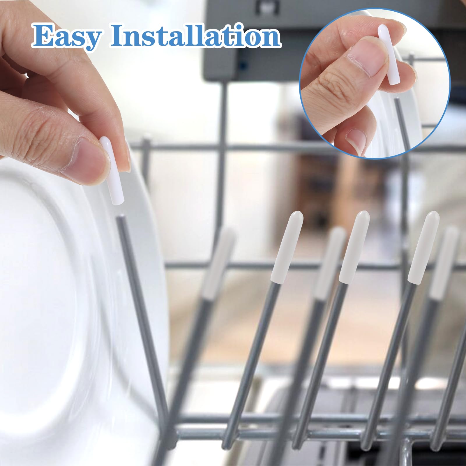Bewudy 100-Pack Universal Dishwasher Rack Repair Kit - 1 Inch White Round End Caps for Tine Prongs, Durable Rack Coating & Replacement Tips - Fix Loose or Broken Dishwasher Racks for Bosch, Whirlpool, GE & More - Perfect for Kitchen Appliance Maintenance & DIY Repairs