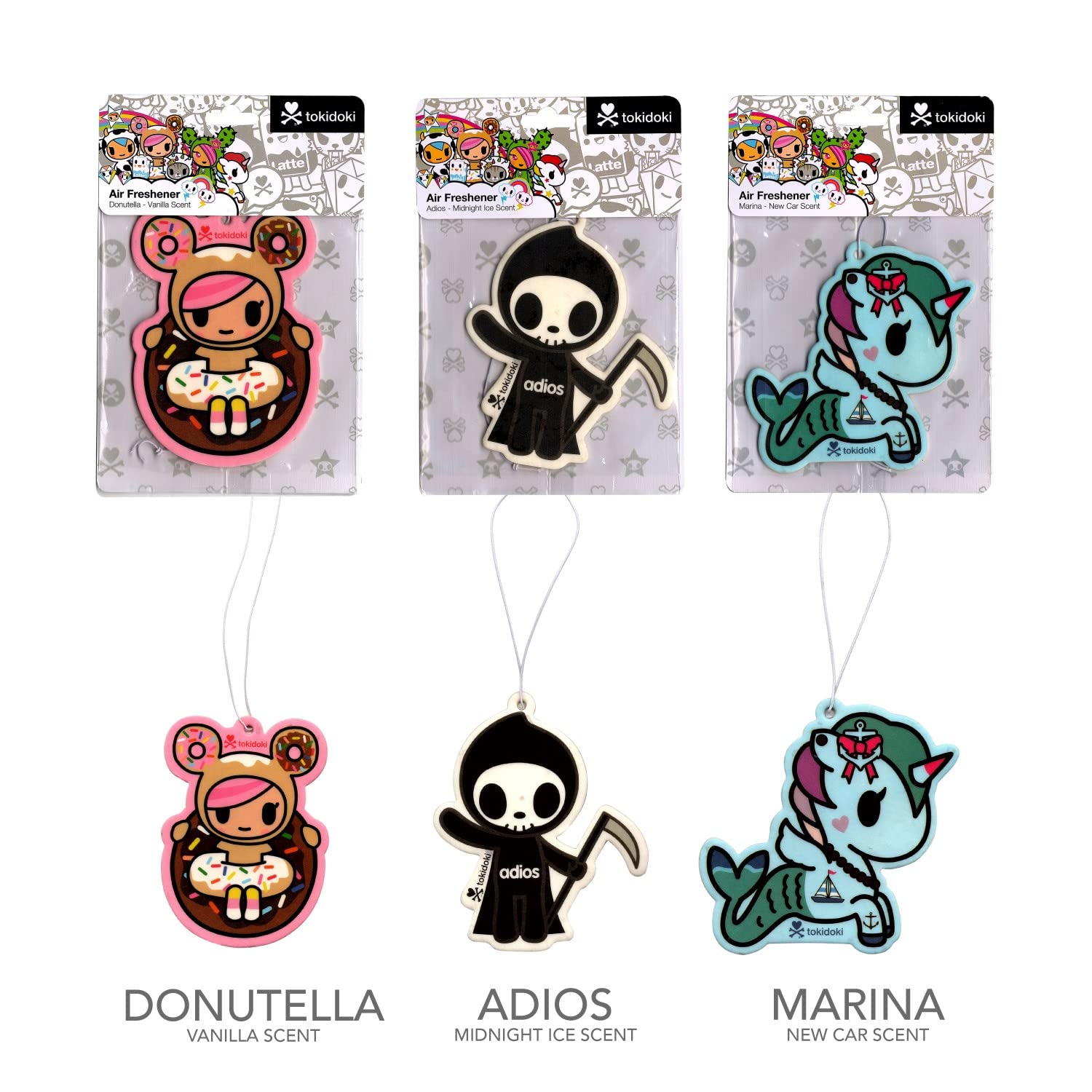 Tokidoki 3-Piece Air Freshener Bundle - Cute Car Air Fresheners for Home, Office & Travel - Long-Lasting Fragrance for Cars, Closets & Small Spaces