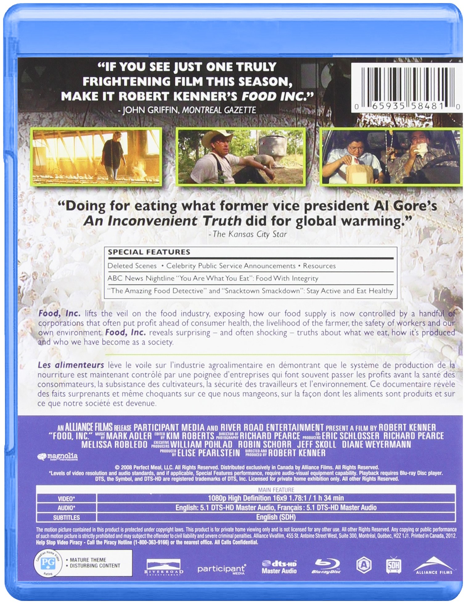 Food Inc Blu-ray - Bilingual Packaging | Award-Winning Documentary on Food Industry | Perfect for Home Theater & Educational Screenings