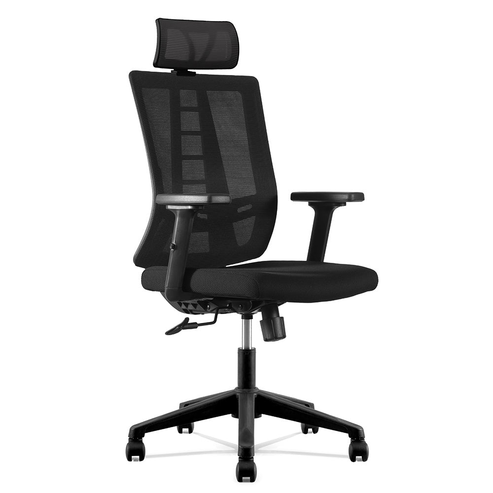 Premium RUNE Executive Office Chair with Adjustable Headrest - Ergonomic High Back Desk Chair for Home & Office - Black - Perfect for Long Hours of Work & Gaming