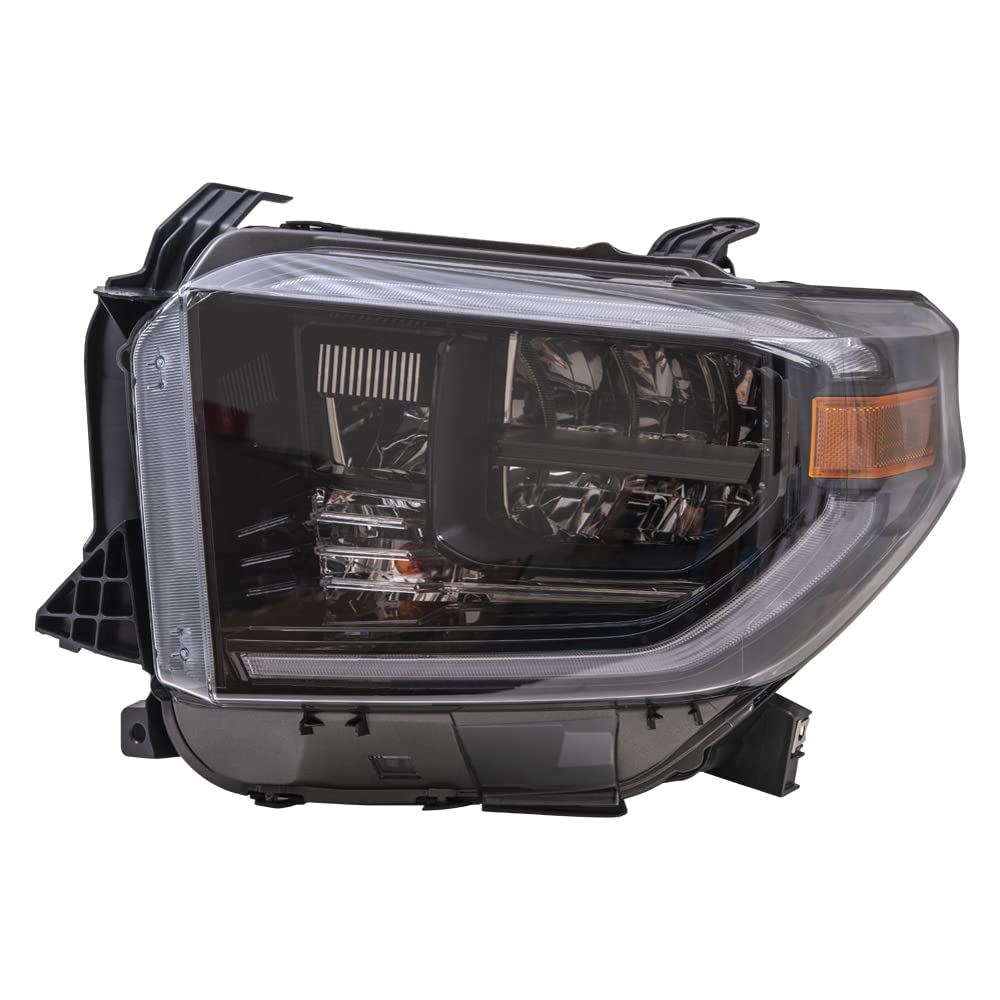 Brock Aftermarket Replacement LED Headlight Assembly - Left Driver Side with Smoked Chrome Accent for 2019-2021 Toyota Tundra | Durable Lighting Upgrade for Night Driving & Off-Road Adventures