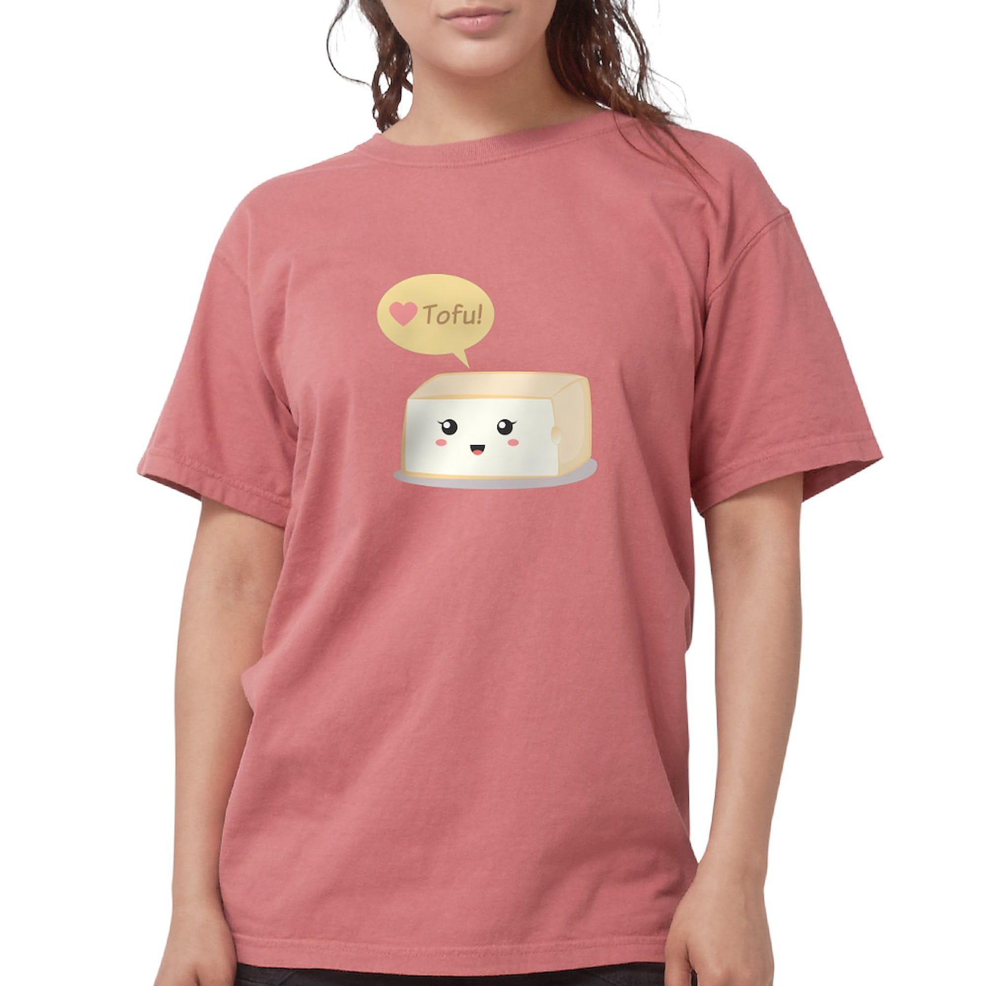 Kawaii Tofu Asking People to Love Tofu T-Shirt - Women's Comfort Colors Vegan Tee for Casual Wear & Animal Rights Support