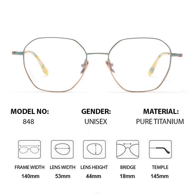 Unisex Titanium Full Rim Flat Top Oval Eyeglasses 84824 - Stylish & Durable for Work, Reading & Everyday Wear