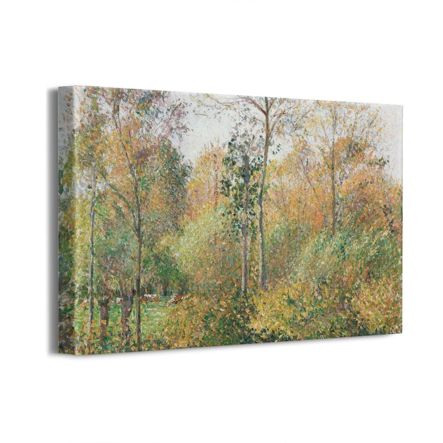 Camille Pissarro Poplars Autumn Framed Canvas Wall Art - 16x12 Inch Impressionist Landscape Painting for Bedroom, Living Room & Office Decor - Perfect Gift for Art Lovers