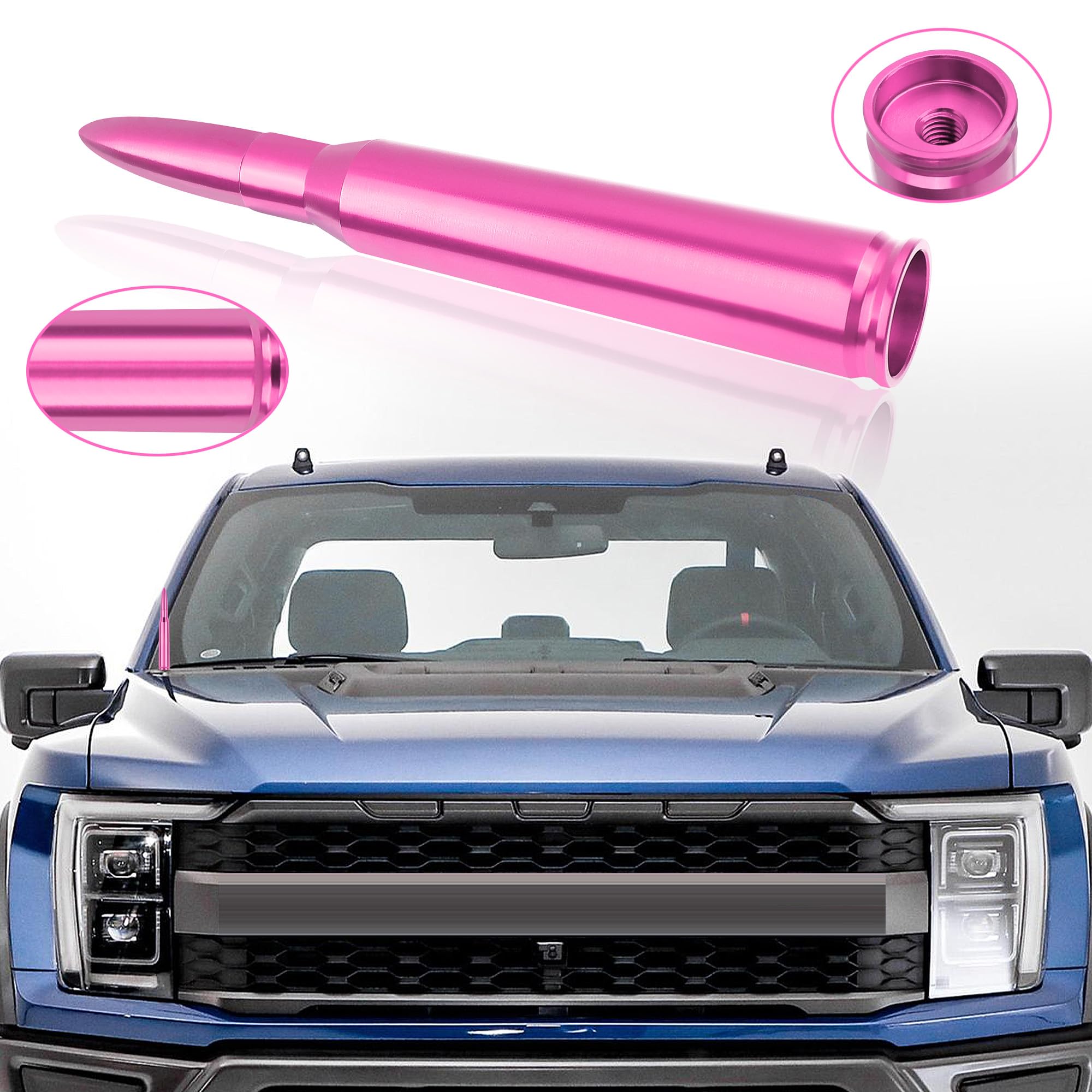 Cool Pink Car Bullet Antenna Replacement - Compatible with Ford F150, RAM 1500 & GMC Heavy Duty Trucks - Durable Exterior Radio Antenna Accessory for Pickup Trucks (Perfect for Off-Roading, Daily Commuting & Truck Customization)