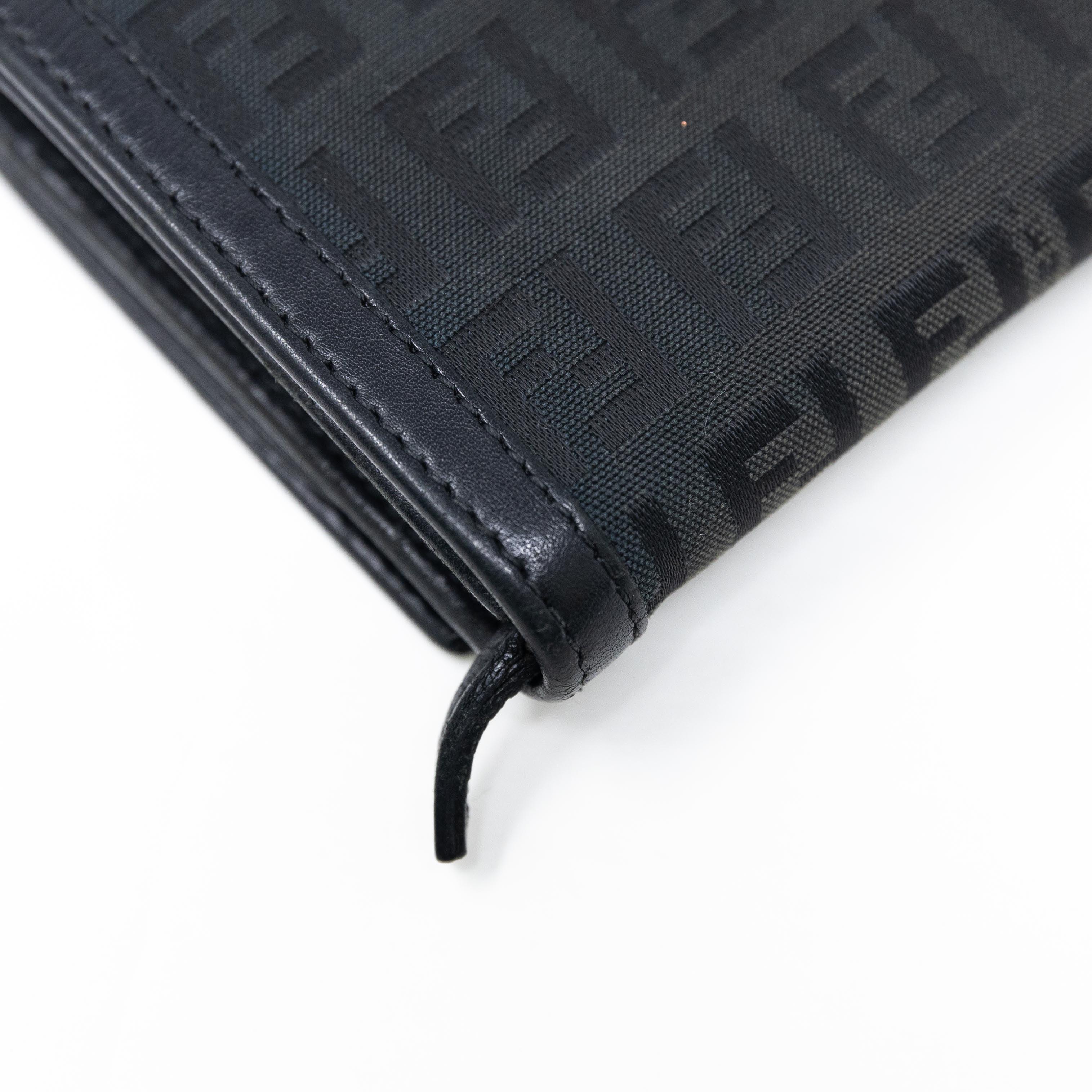 Fendi Black Zucchino Leather Wallet for Women - Luxury Designer Bifold Wallet with Coin Pocket - Perfect for Everyday Use, Travel & Gift Giving