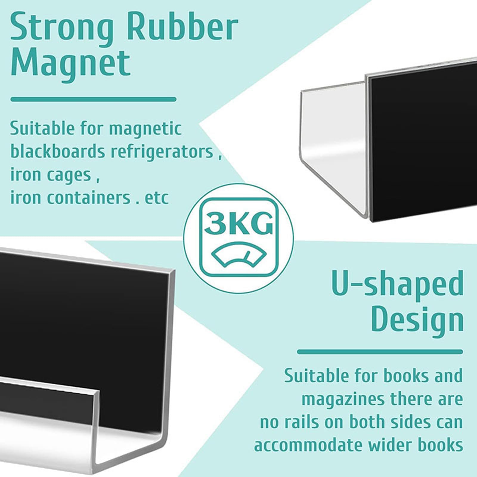 Clear Acrylic Magnetic Book Shelf for Whiteboard - Strong Book Holder & Display Organizer for Teachers, Classrooms, Offices & Home Use - Perfect for Classroom Supplies, Office Organization & Kids' Reading Nook