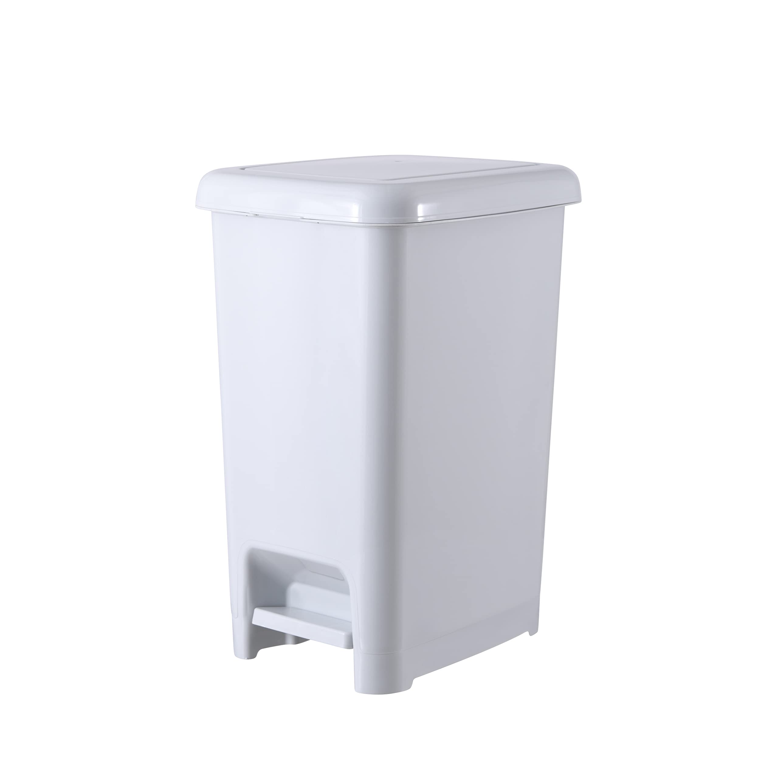 Superio 6.5 Gallon Slim Step-On Trash Can with Lid - Hands-Free Foot Pedal Garbage Bin for Kitchen, Bathroom, Office, Bedroom, RV, Dorm & Patio - White Smoke - Perfect for Small Spaces & Hygienic Waste Disposal