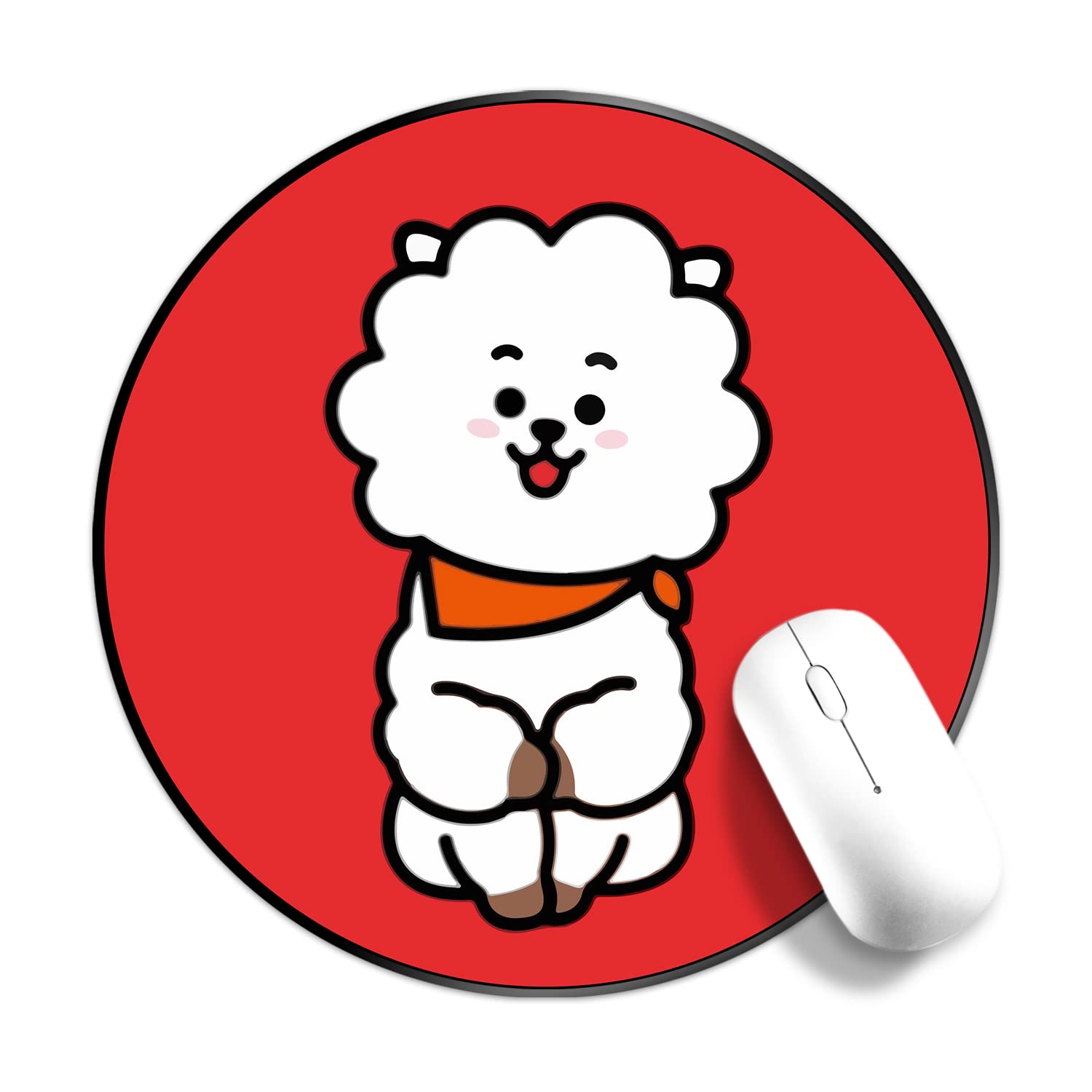 Kpop Army Mouse Pad - Non-Slip Round Rubber Desk Mat for Laptop & Computer - Cute Cartoon Anime Gaming Mousepad (Black) - Perfect for Kpop Fans, Office Work & Gaming Setup