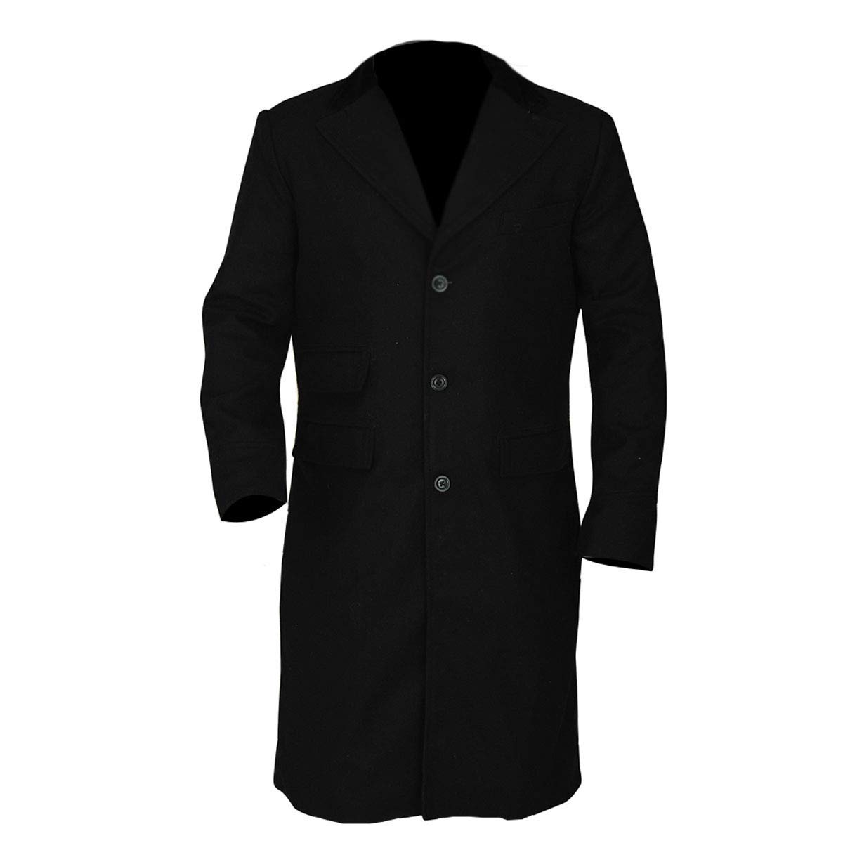 Alfie Solomons Inspired Men's Black Wool Peaky Blinders Trench Coat - Winter Long Overcoat for Formal Wear & Cosplay