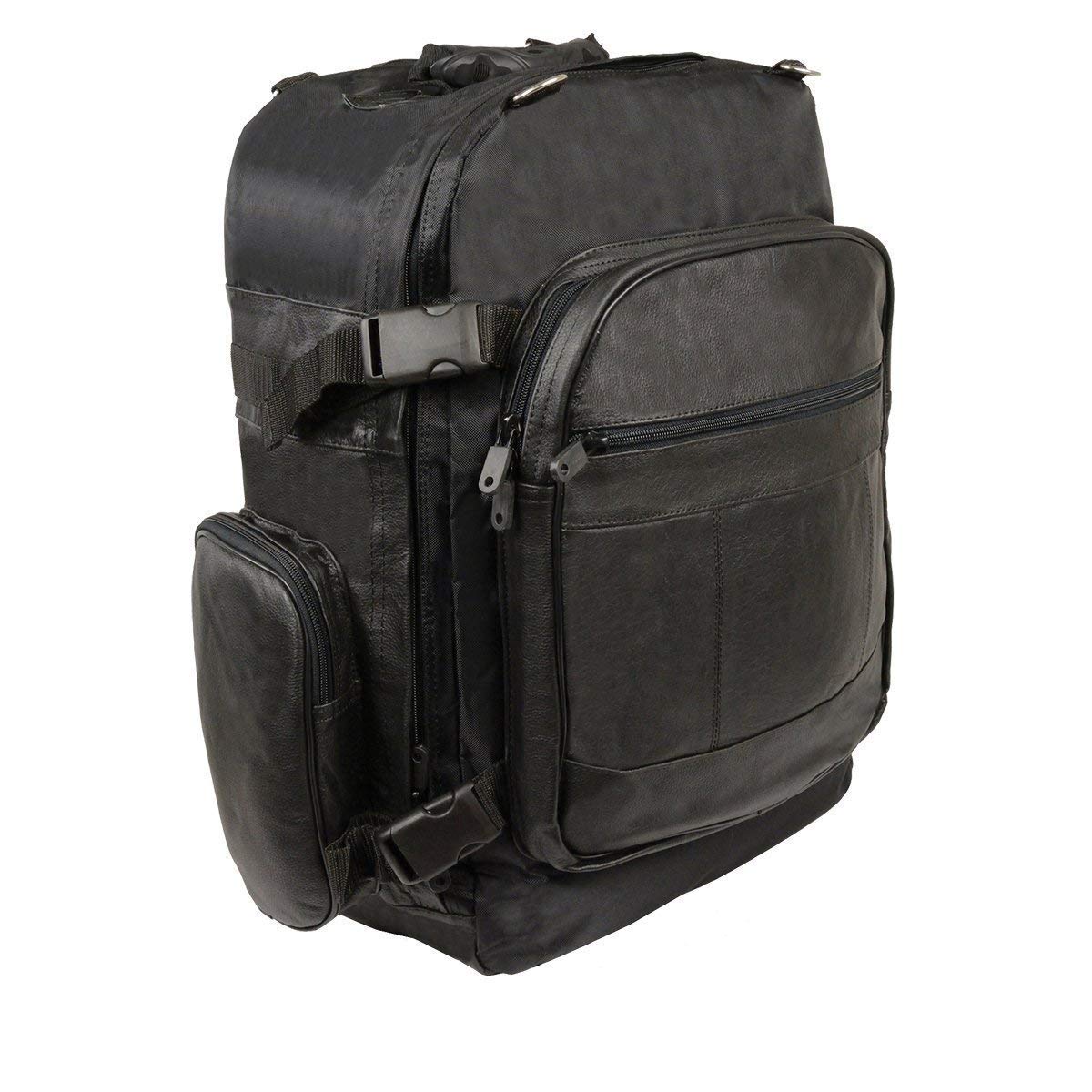 Milwaukee SH540 Medium Black Leather & Textile Motorcycle Sissy Bar Backpack - Durable Storage for Rides, Commuting & Road Trips - One Size Fits All