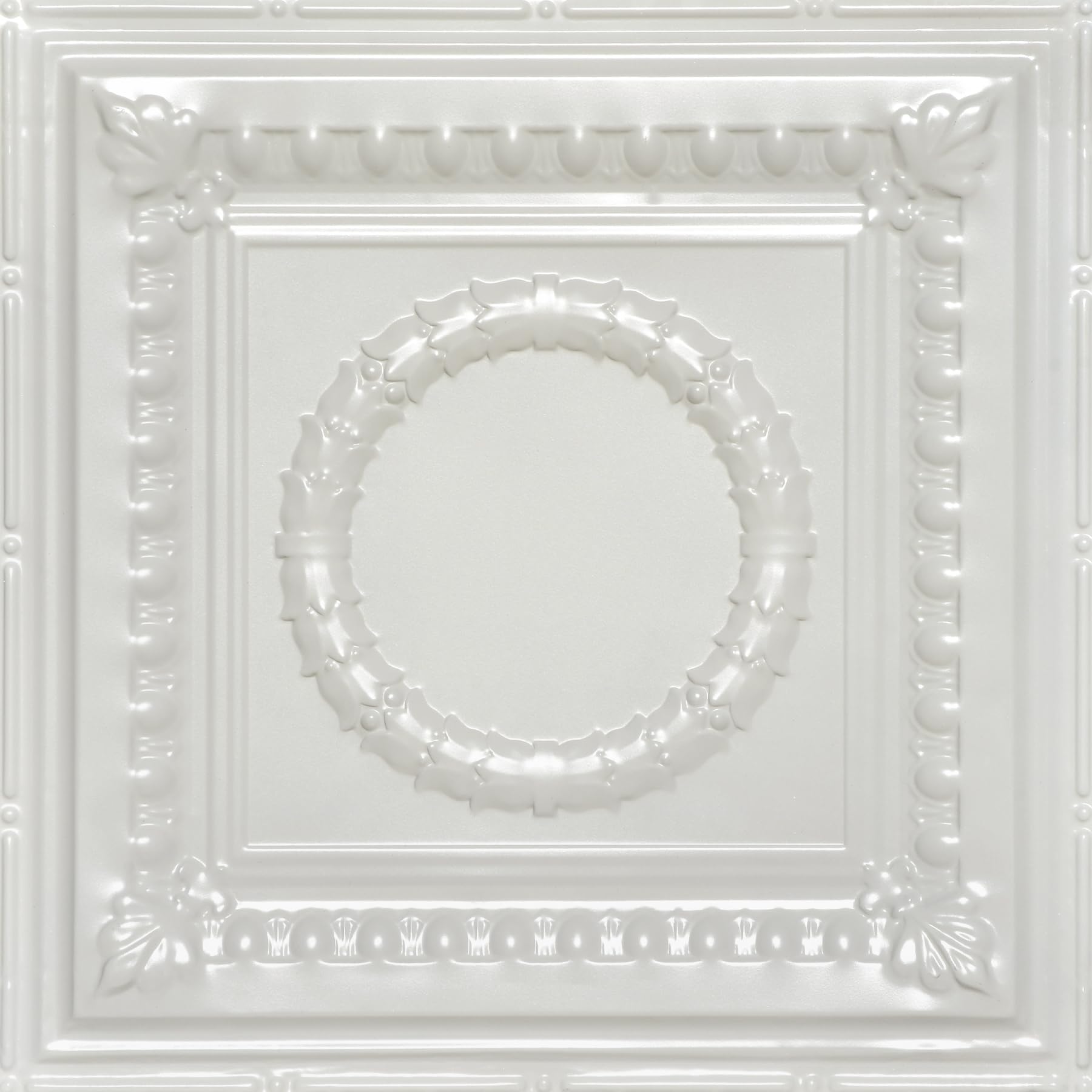 Shanko SKPC503 Victory Stamped Metal Ceiling Tiles - Eggshell White (Pack of 6, Covers 24 sq. ft.) - Vintage Tin Tiles for Home Renovation, Restaurant Decor & Commercial Ceiling Upgrade