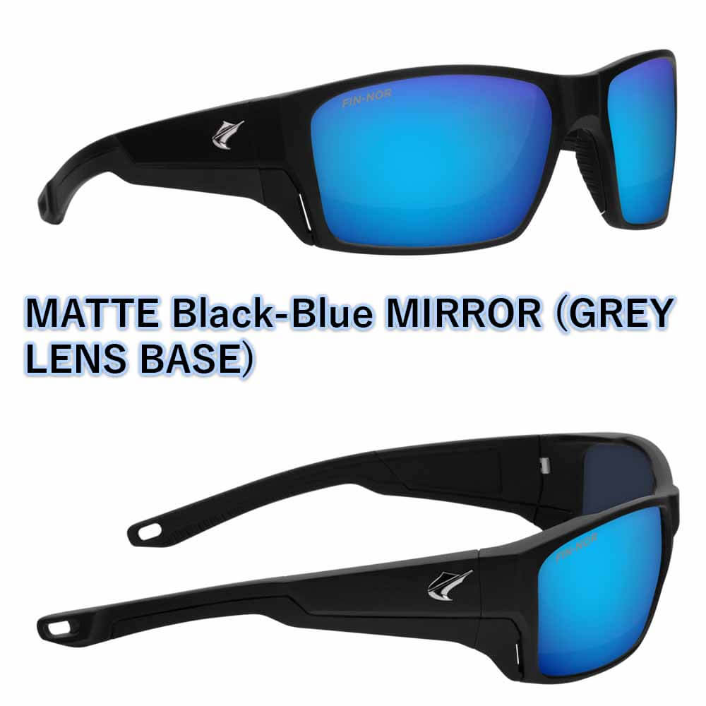 MATTE BLACK FRAME/BLUE MIRROR GREY POLY LENS