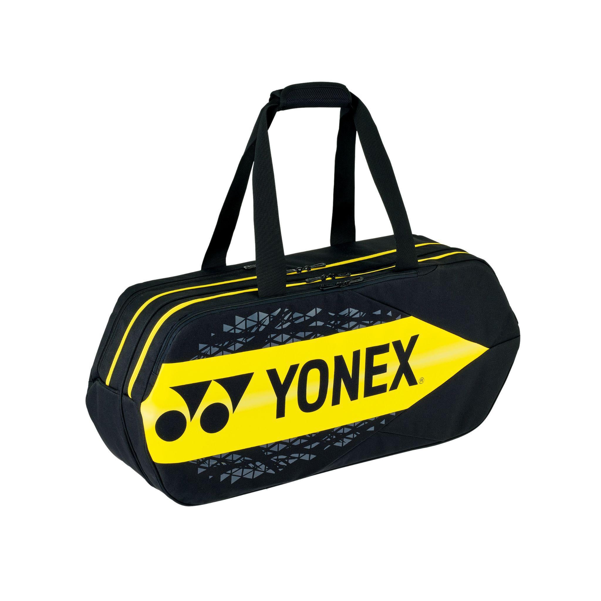 Yonex 92231WEX Pro Tournament Tennis Bag - Lightweight Durable Badminton Backpack with Multiple Pockets [Lightning Yellow] - Perfect for Tennis, Badminton & Sports Travel