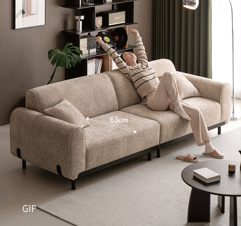 Wabi Sabi Style Fabric Straight Sofa - Minimalist Modern Living Room Furniture for Small Spaces & Cozy Home Decor