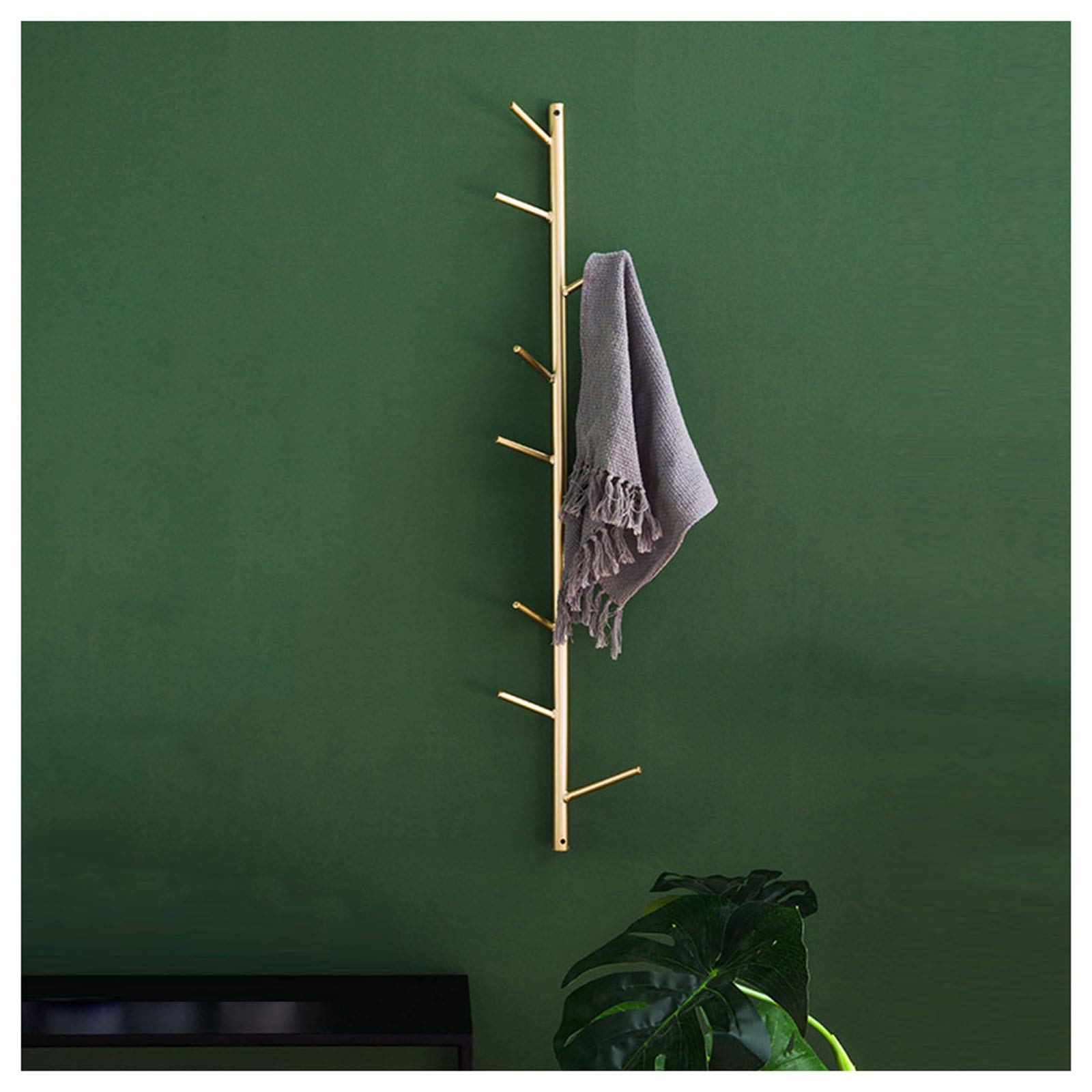 Golden Industrial Wall Coat Hooks - Handmade Decorative Iron Coat Rack for Girls, Vertical Installation (6/9 Hooks) - Perfect for Bedroom, Living Room, Hallway, Bathroom & Entryway Organization