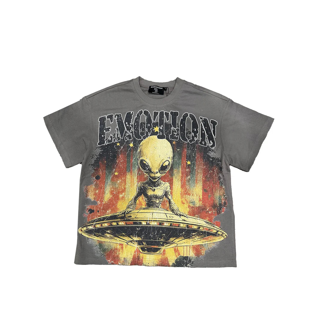 Spaceship Graphic Grey T-Shirt for Men & Women - Soft Cotton Unisex Tee for Casual Wear, Street Style & Everyday Outfits