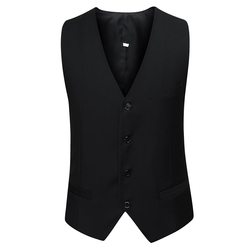 3-Piece Notched Lapel Casual Black Suit for Men - Slim Fit Business Formal & Wedding Attire
