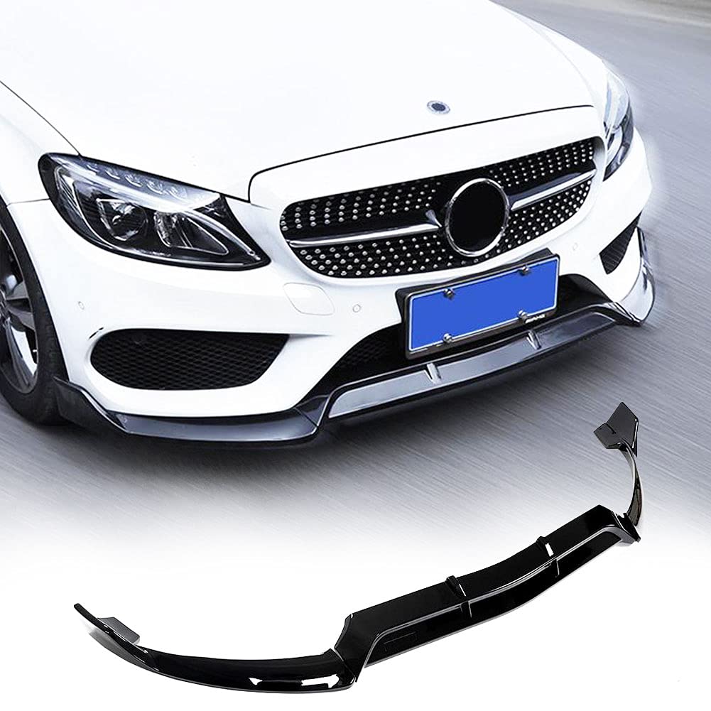 MCARCAR Front Lip Spoiler for Mercedes Benz C Class W205 C205 A205 (2015-2018) - Gloss Black Polypropylene Chin Splitter - Compatible with C200 C250 C300 C350 C400 Sport Models | Enhance Style & Aerodynamics for Street Racing & Car Shows