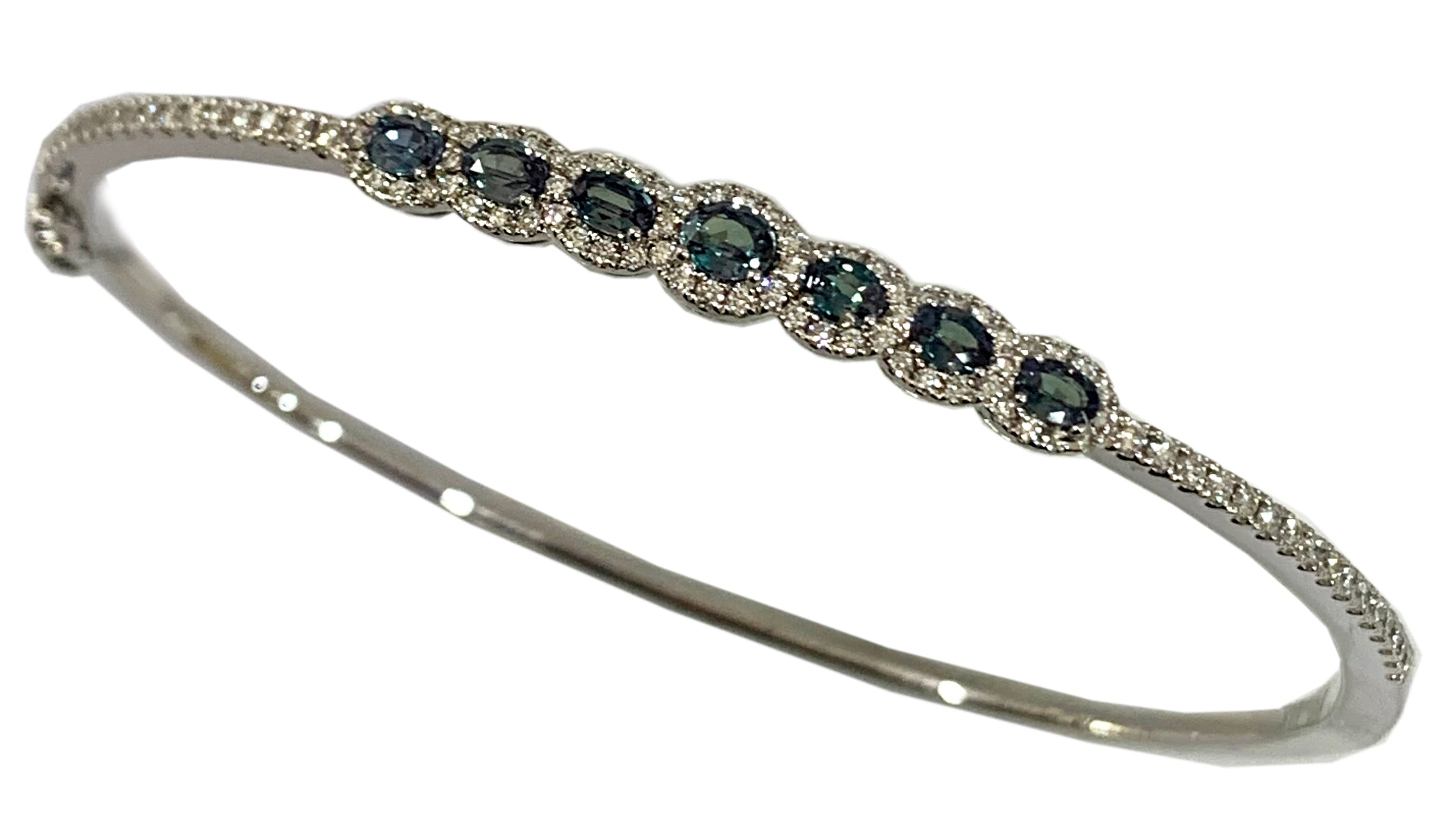 14K Yellow Gold Alexandrite Bangle Bracelet for Women | Genuine Natural Alexandrite Jewelry | Elegant Gift for Birthday, Anniversary & Special Occasions