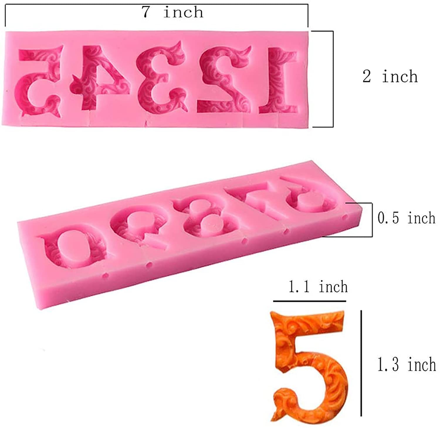 0-9 3D Embossed Silicone Number Molds Set with Stick Hole for DIY Baking - Fondant, Chocolate, Candy, Lollipop, Soap, Cupcake Decorations | Perfect for Birthday Cakes, Desserts, Ice Cubes, Clay Crafts & Plaster Projects