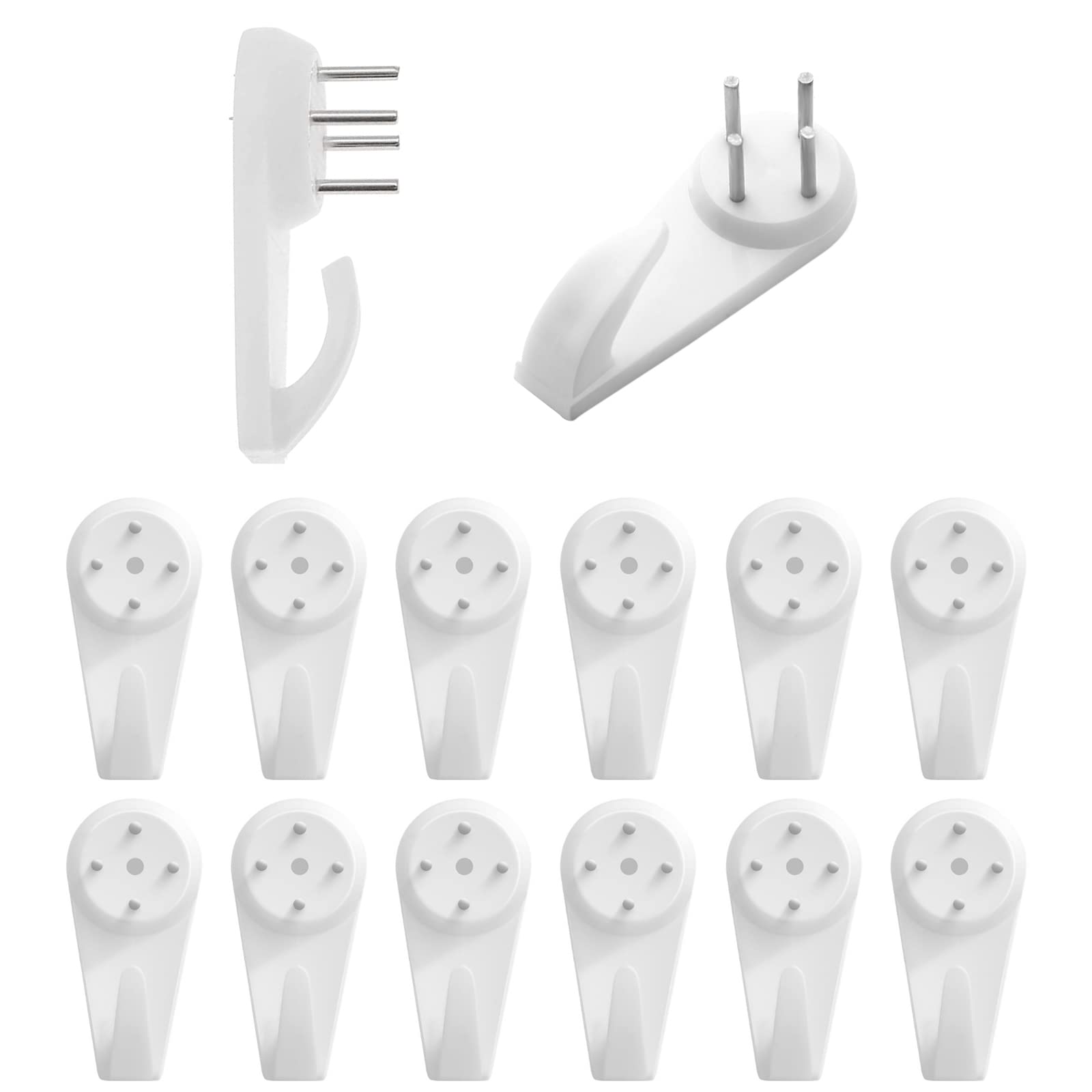 20-Pack White Plastic Non-Trace Wall Hooks - Damage-Free Picture Hanging Kit for Photos, Frames & Artwork - Invisible Concrete Nail Hangers for Hard Walls (Medium Size) - Perfect for Home, Office & Gallery Displays