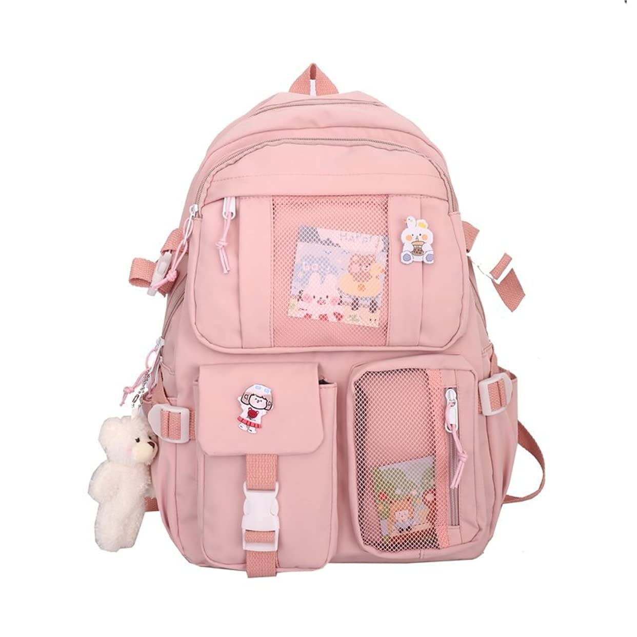 Alafime Cute Kawaii Backpack for School & College - Pink Laptop Bookbag with School Supplies | Perfect for Class, Travel & Daily Use