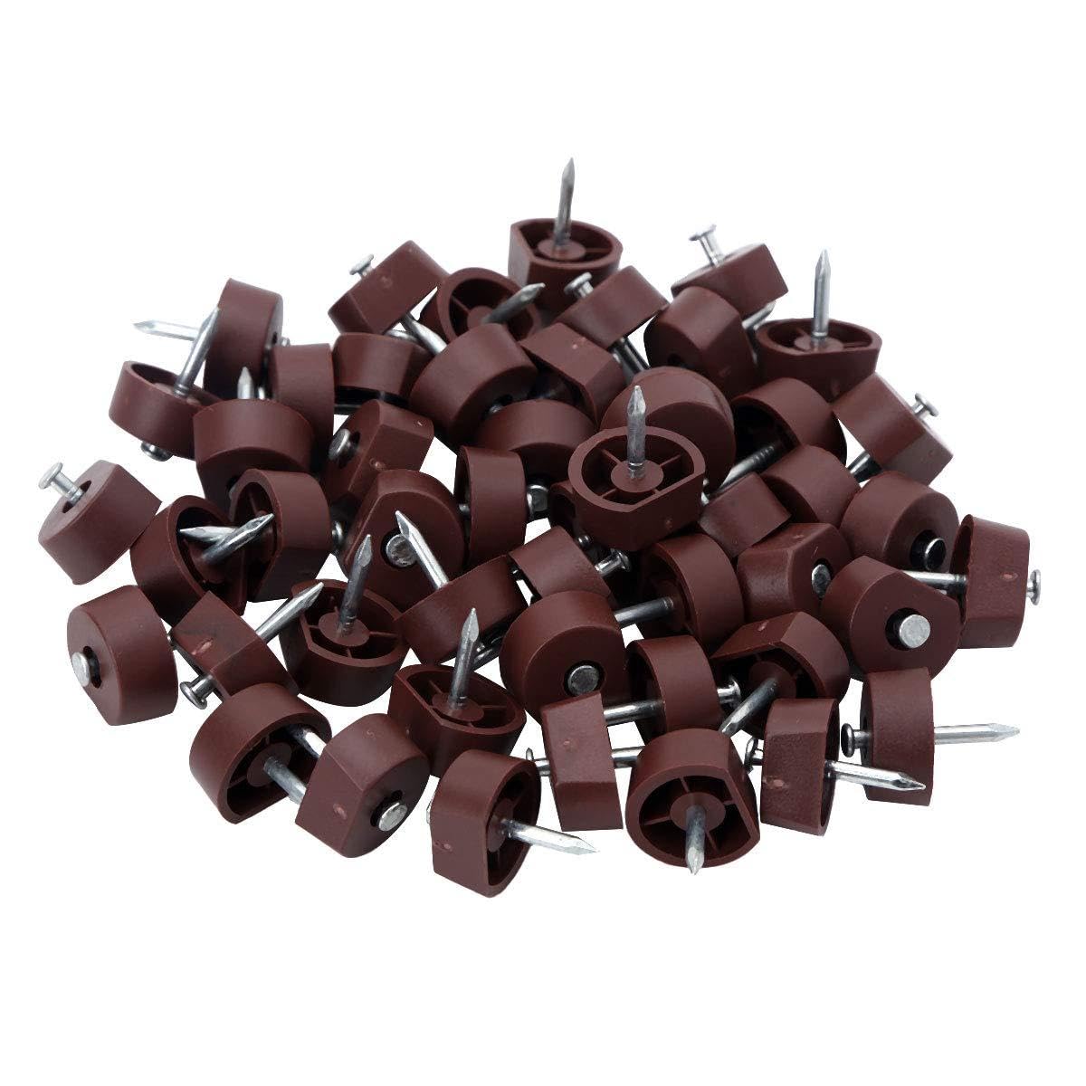 50Pcs Plastic Shelf Support Brackets - Heavy Duty Metal Pin Pegs for Cabinet, Bookcase & Wine Rack - Knock-in Shelf Holders (Reddish Brown) - Perfect for Home Organization & DIY Furniture Assembly