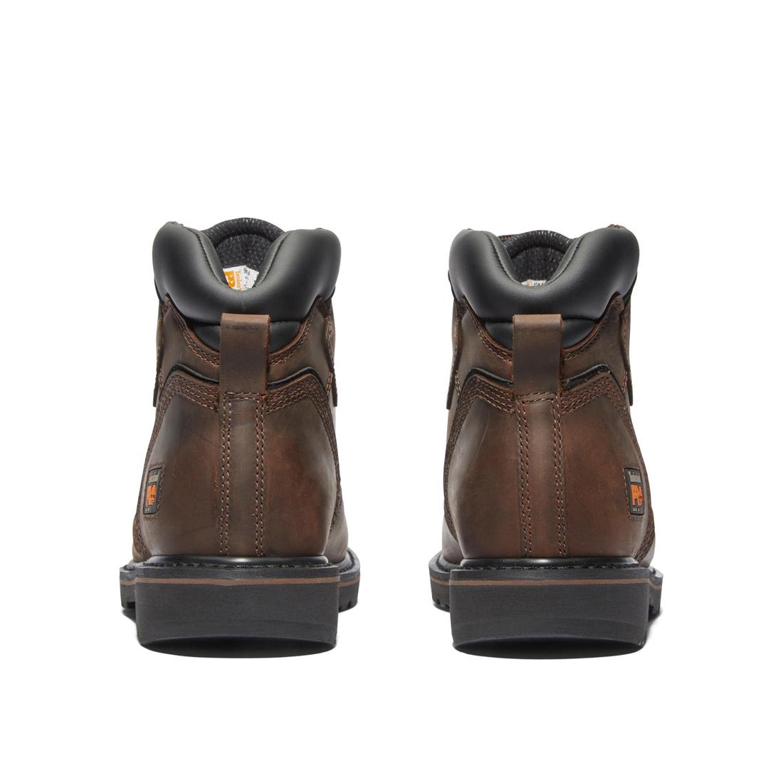 Pit Boss 6 Inch Steel Toe Work Boots for Men - Brown Safety Shoes with Slip Resistant & Electrical Hazard Protection - Ideal for Construction, Warehouse & Outdoor Work