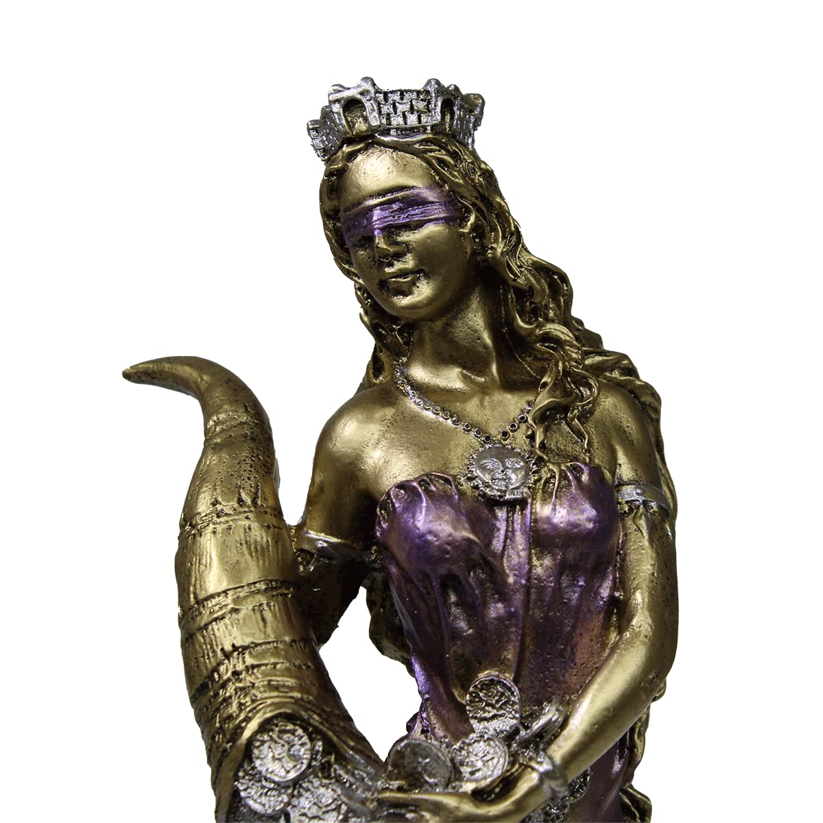 Light Mary Resin Statue - Abundance Gold Horn Cornucopia Figurine for Home Decor, Gift, and Spiritual Blessings