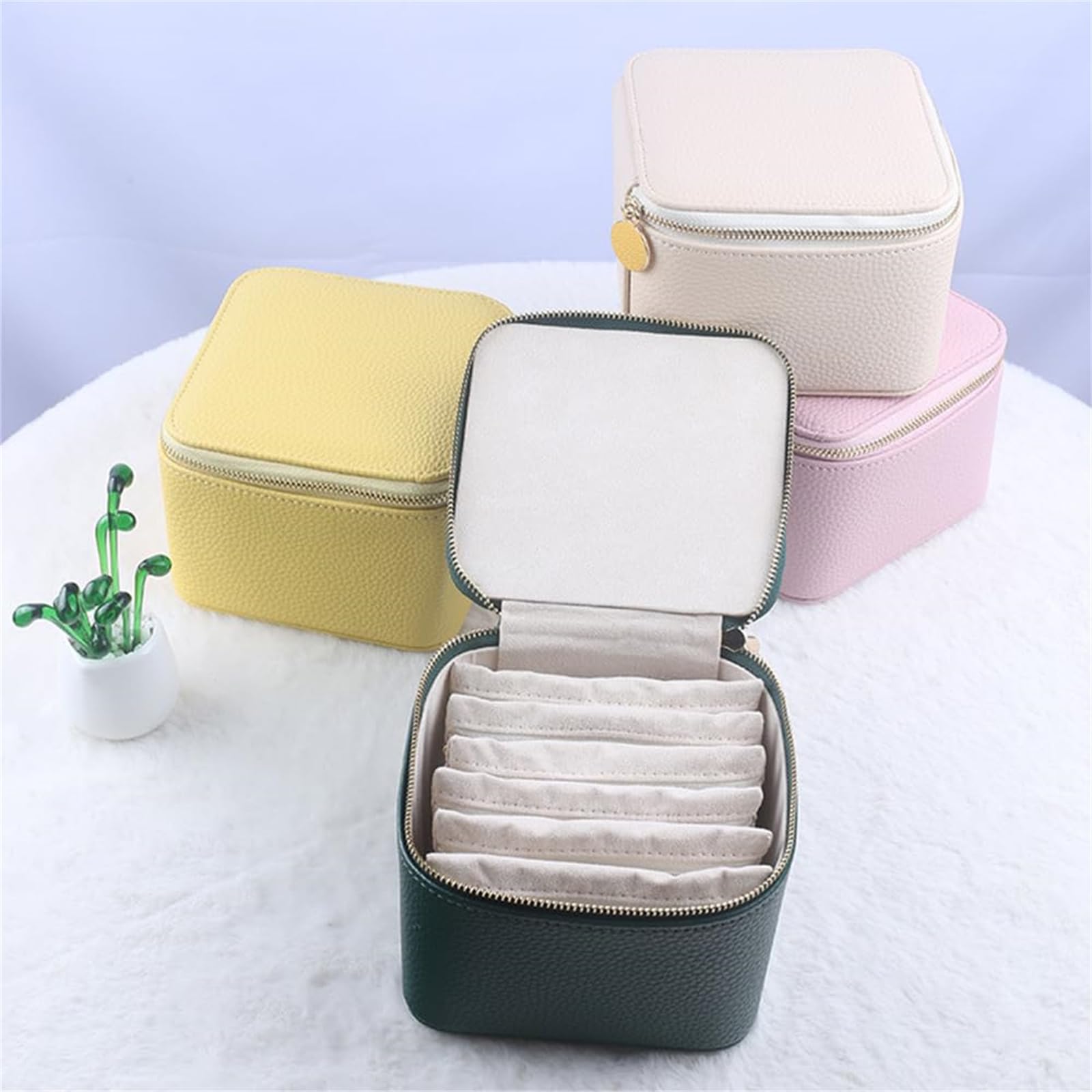 Expanlarge Leather Jewelry Organizer Box - Travel Jewelry Storage Case with Zippered Pouches | Perfect for Necklaces, Rings & Earrings Organization at Home or On The Go