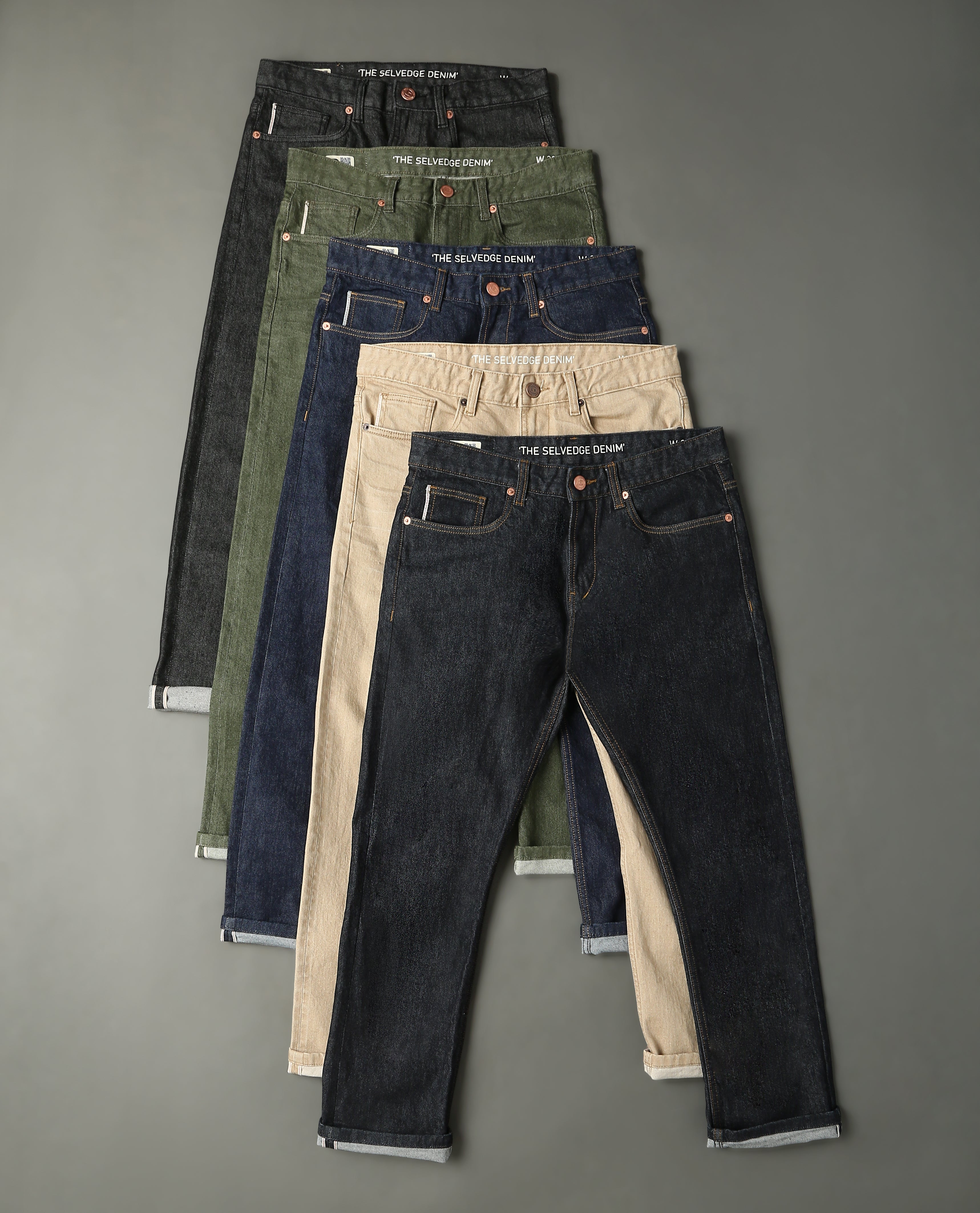 Premium Selvedge Denim Jeans for Men - Straight Fit with E-Fast® Stretch Technology | Master Crafted Quality | Perfect for Casual Wear, Office & Night Out