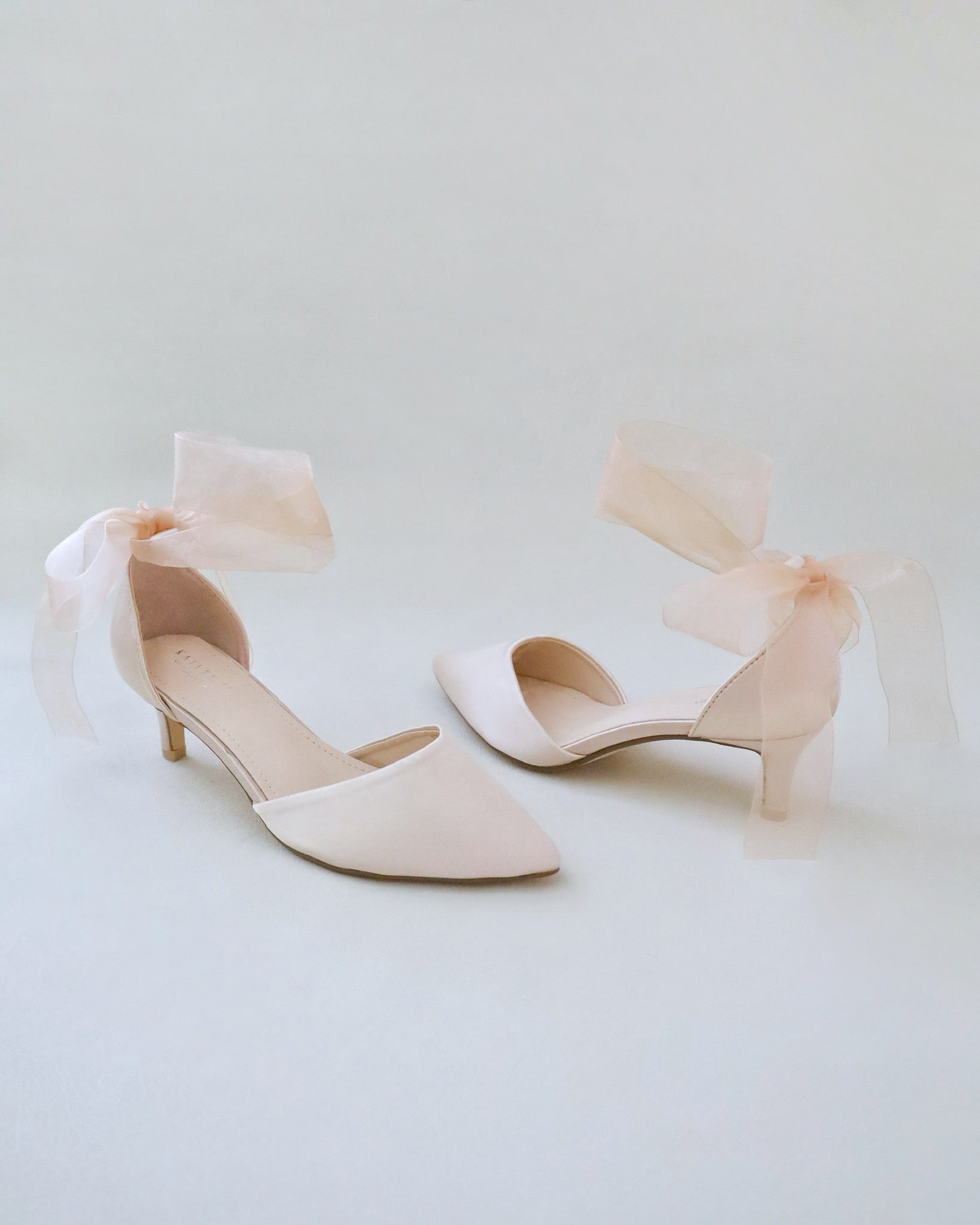 Elegant Satin Pointed Toe Kitten Heel Pumps with Ankle Wrap Strap - Perfect for Weddings, Parties & Evening Events