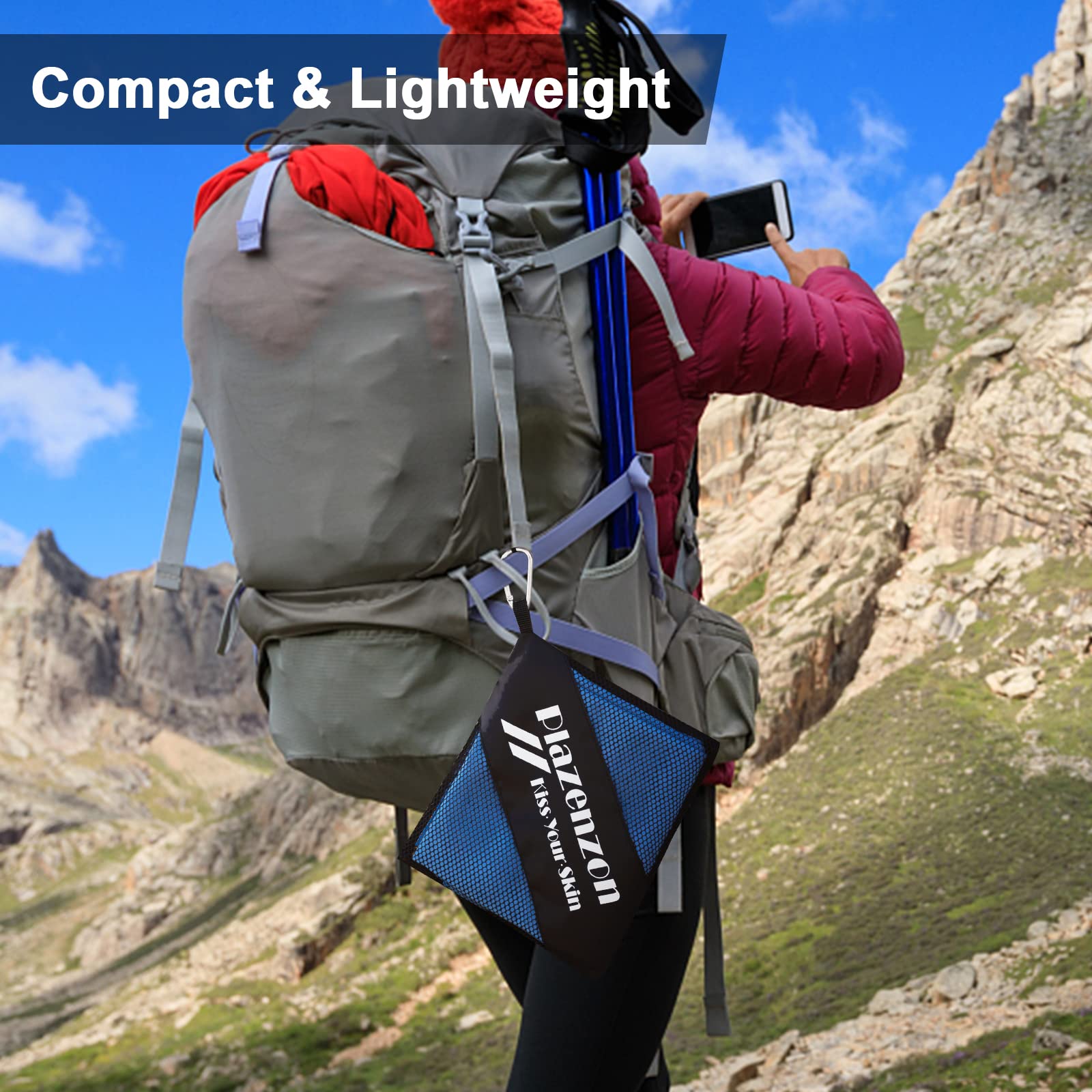 Ultra Absorbent Quick Dry Microfiber Camping Towel - Lightweight Travel & Sports Towel for Gym, Swimming, Hiking, Backpacking - Perfect for Outdoor Adventures, Beach Trips and Fitness Workouts
