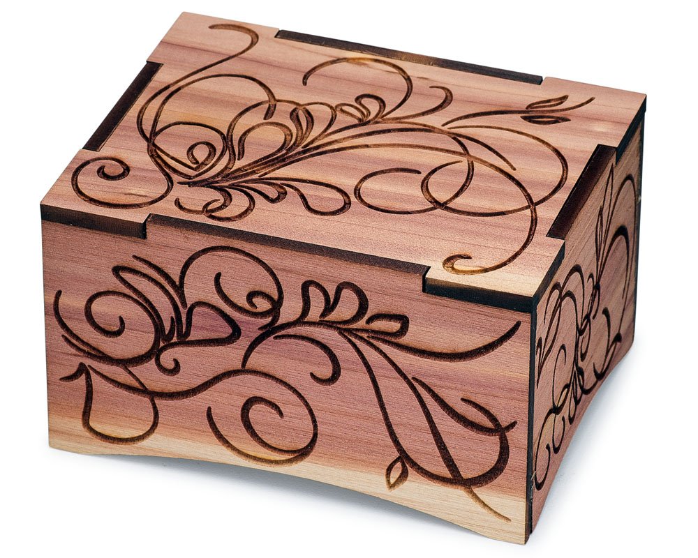 Personalized Laser Engraved Aromatic Red Cedar Music Box - Custom Wind Up Wooden Gift with Red Velvet Interior (Plays 