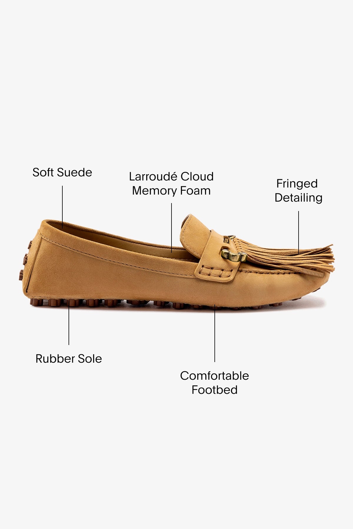 Joy Mocassin Slip-On Shoes in Peanut Suede - Comfortable & Stylish for Women - Perfect for Casual Wear, Office & Travel