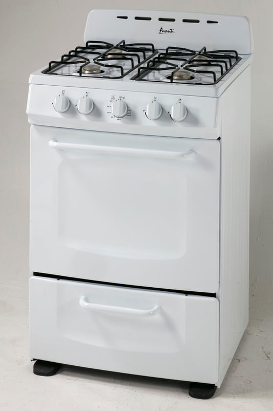 Avanti GRO24P0W 24-Inch Freestanding Gas Range - Professional Stainless Steel Oven with 4 Sealed Burners for Home Kitchen Cooking, Baking & Entertaining