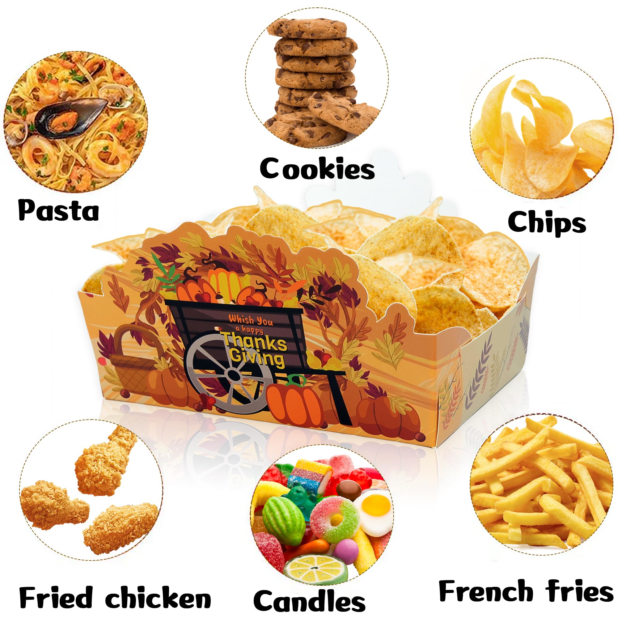 24-Piece Thanksgiving Snacks Bowl Set - Disposable Food Trays for Holiday Parties, Fall-Themed Decorations - Perfect for Thanksgiving Gatherings, Autumn Celebrations & Family Reunions