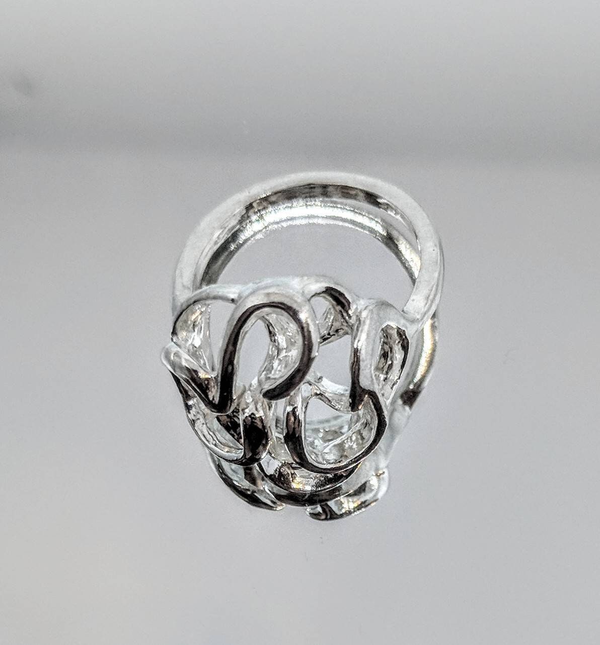 14K Gold or Sterling Silver Freeform Swirl Ring - Size 7 DIY Jewelry Setting, Elegant Fashion Ring for Women - Perfect for Weddings, Parties & Everyday Wear